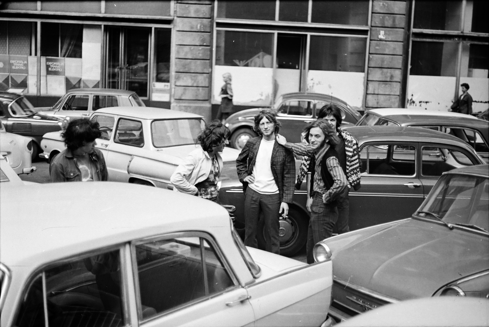 Hungary, Budapest V., Szomory Dezső (Biermann István) tér, háttérben a Sütő utca 2. Volán zenekar: Papp Imre (Mityó), Batu András, Baranski László, Kiss Ernő, félig takarva Végvári Ádám., 1970, Rubinstein Sándor, Budapest, Fortepan #202660