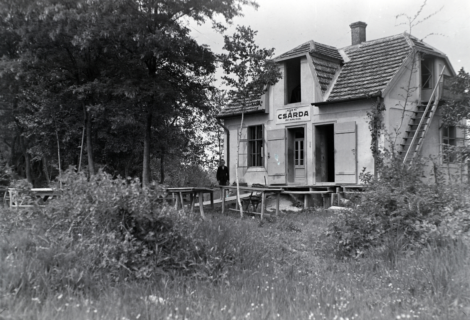 Hungary, Győr, Szúnyog-sziget, "Köss ki" csárda., 1938, Tóth Árpád, Fortepan #203233
