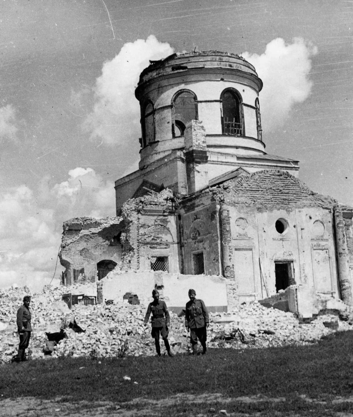 Oroszország, Tyim, (Kurszki terület, Timszki járás), Szent Kereszt templom., 1942, Fortepan, Szovjetunió, keleti front, templom, második világháború, rom, Fortepan #20344