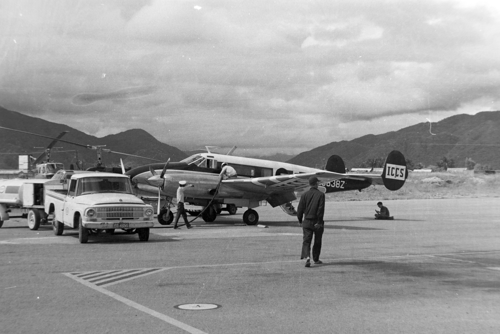 1973, Kővári György, airplane, Beechcraft-brand, Beech 18, Fortepan #203703