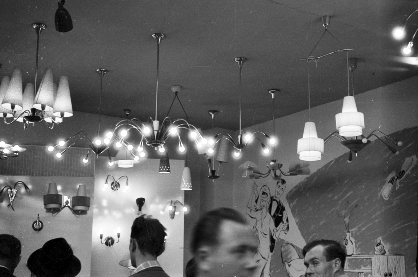 1966, Kurutz Márton, ceiling lamp, Fortepan #203866