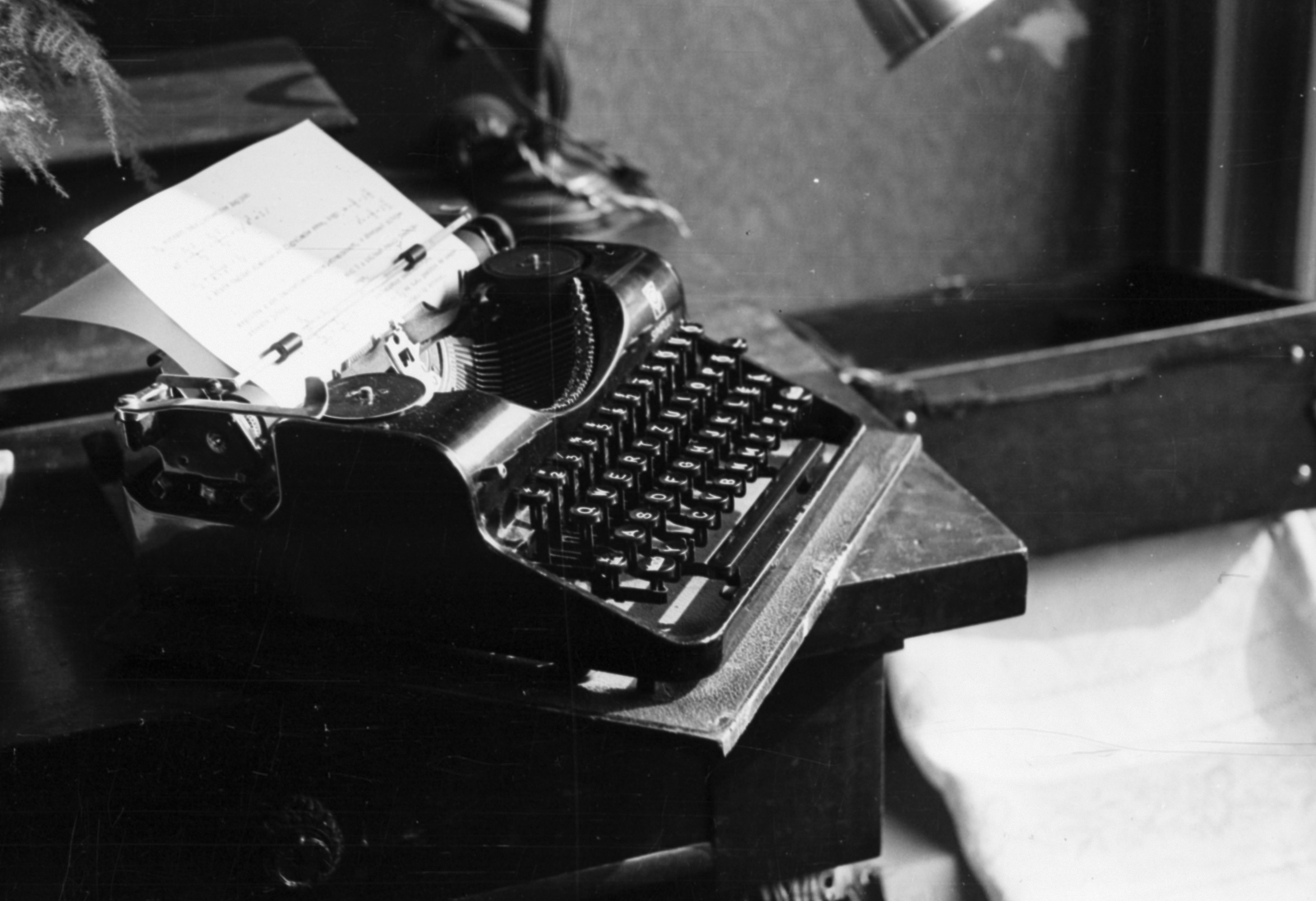 1958, Kurutz Márton, papers, typewriter, Fortepan #203924