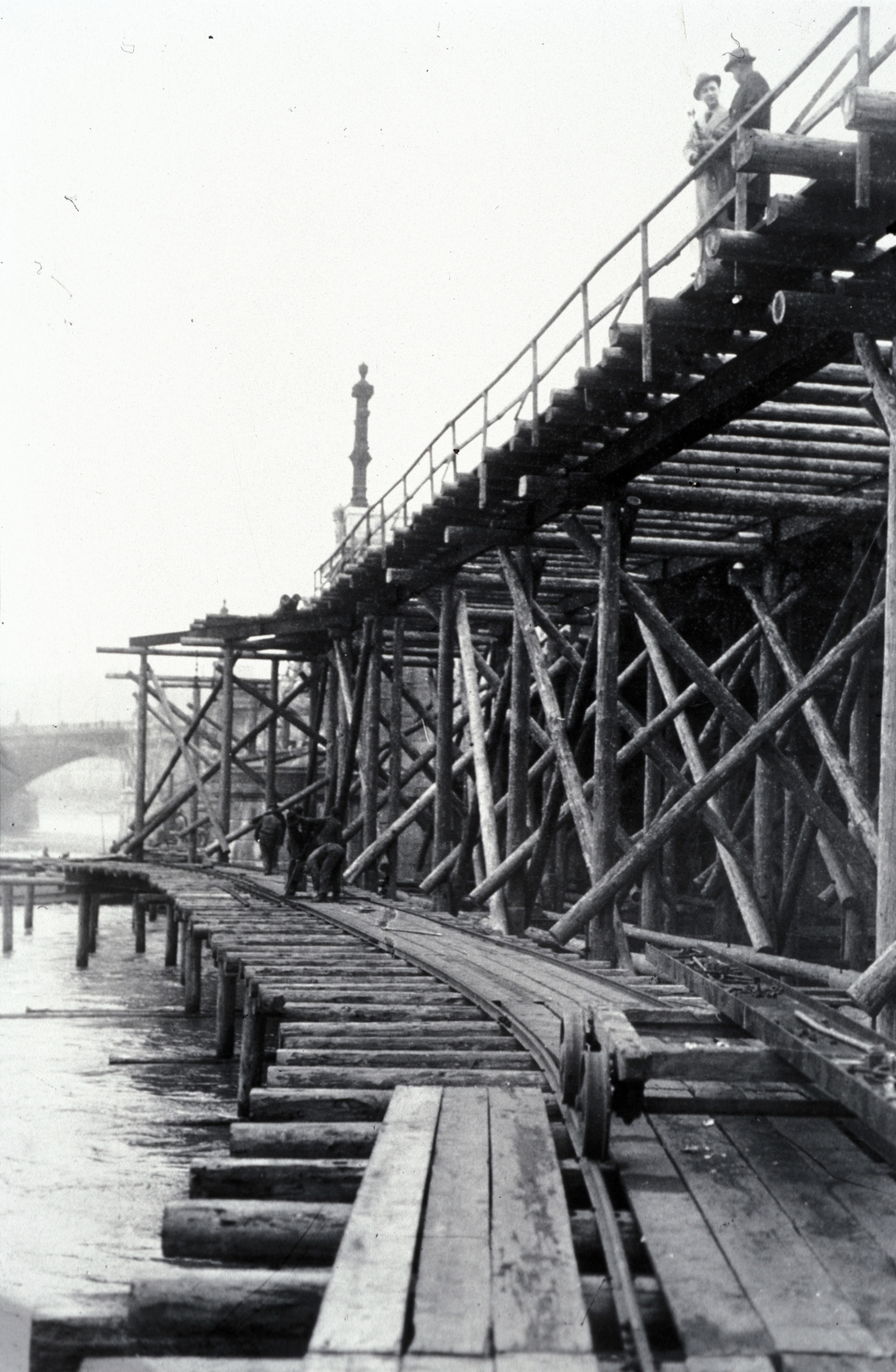 Hungary, Budapest V.,Budapest II., a felvétel a Margit híd 1935. és 1937. közötti kiszélesítésekor, átalakításakor készült., 1936, Fortepan/Album050, Budapest, Fortepan #204096