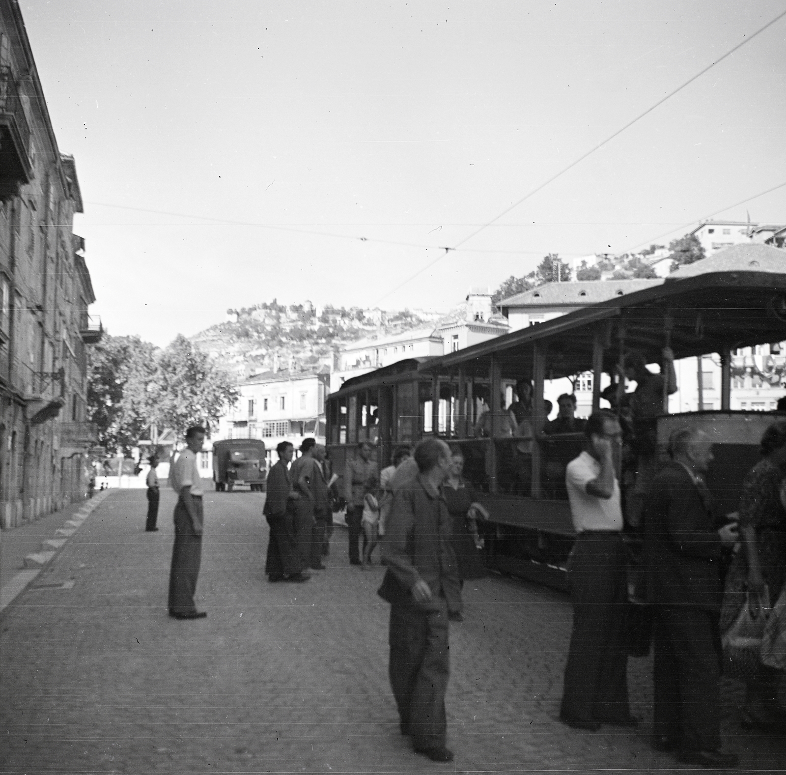 Croatia,Adriatic Sea, Rijeka, villamos-végállomás a Recsina folyó hídjánál., 1942, Somlói Miklós dr., Fortepan #204338