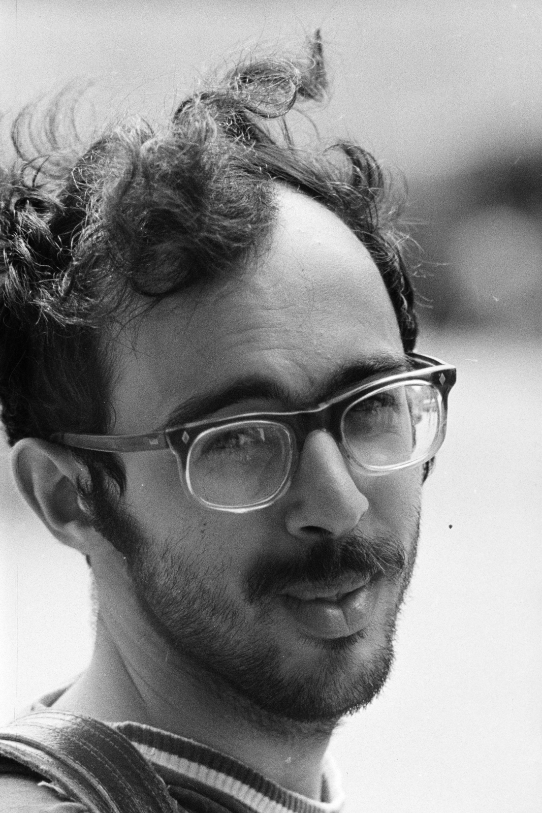 1970, Kereki Sándor, portrait, man, hairdo, glasses, looking back, Fortepan #204814