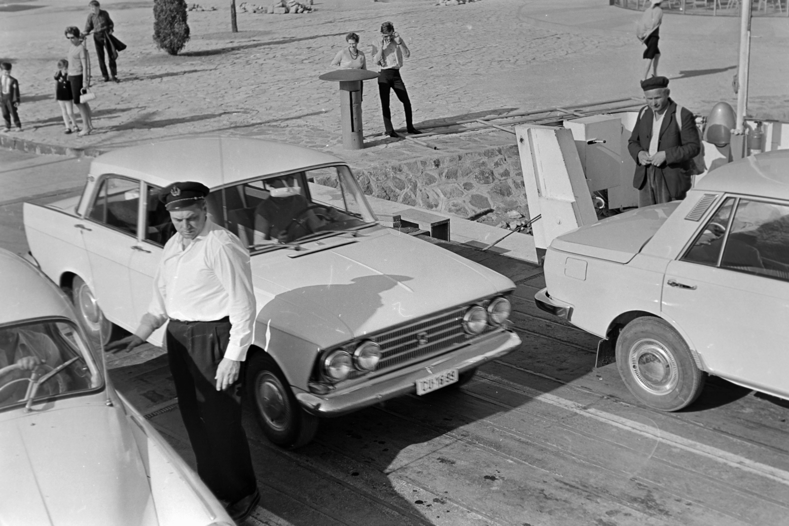 Hungary,Lake Balaton, Tihany, rév, kompkikötő., 1973, Kereki Sándor, ferry, Moskvitch-brand, Fortepan #205067