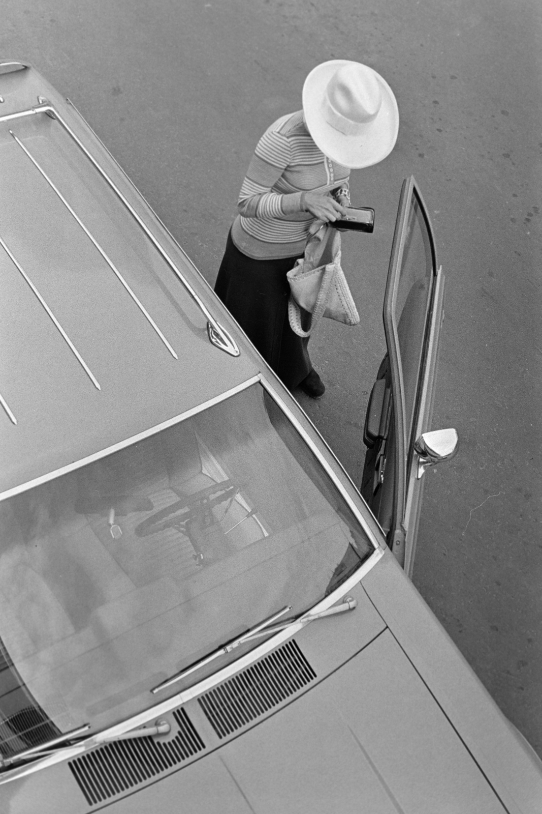 1975, Kereki Sándor, plan view, hat, lady, Fortepan #205080