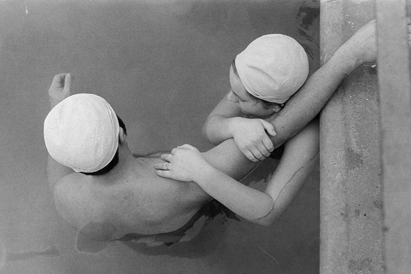 1973, Kereki Sándor, plan view, bathing caps, bathing, Fortepan #205226