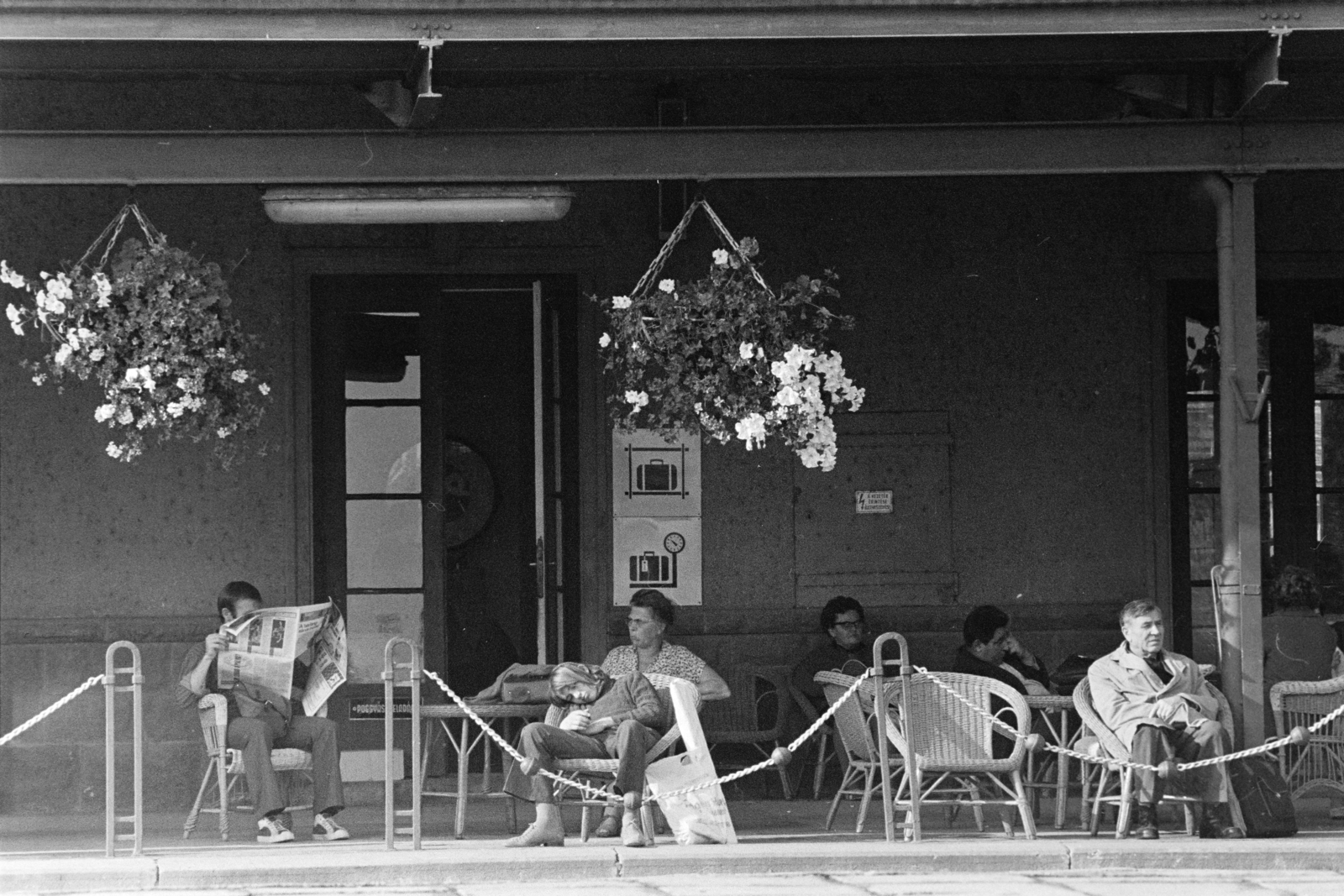 Hungary, Balatonalmádi, vasútállomás., 1977, Kereki Sándor, planter, terrace, Fortepan #205620