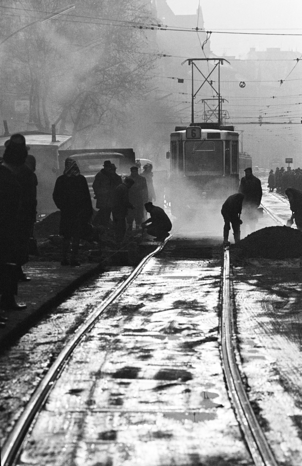 1972, Kereki Sándor, fog, tram, Fortepan #205904