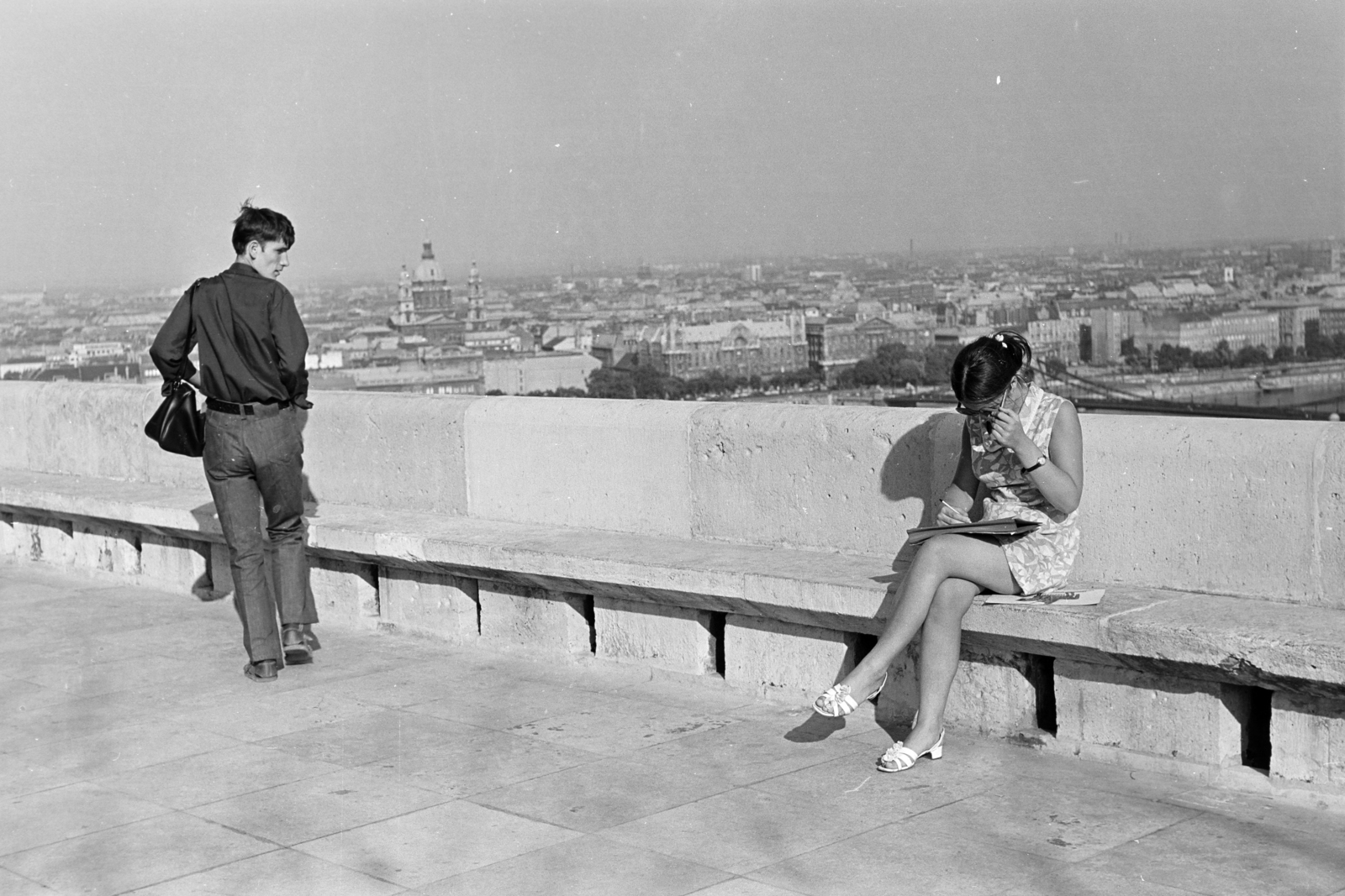 Magyarország, budai Vár,Halászbástya, Budapest I., 1969, Kereki Sándor, Budapest, visszanézés, kíváncsiság, Fortepan #206238