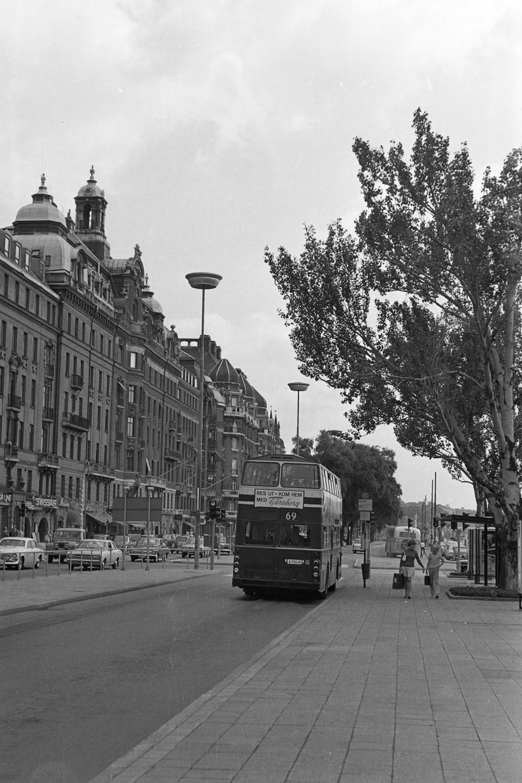 Sweden, Stockholm, Nybroplan, háttérben a Strandvägen 1., 3. és 5-ös számú ház., 1970, Kopányi György, Fortepan #206370