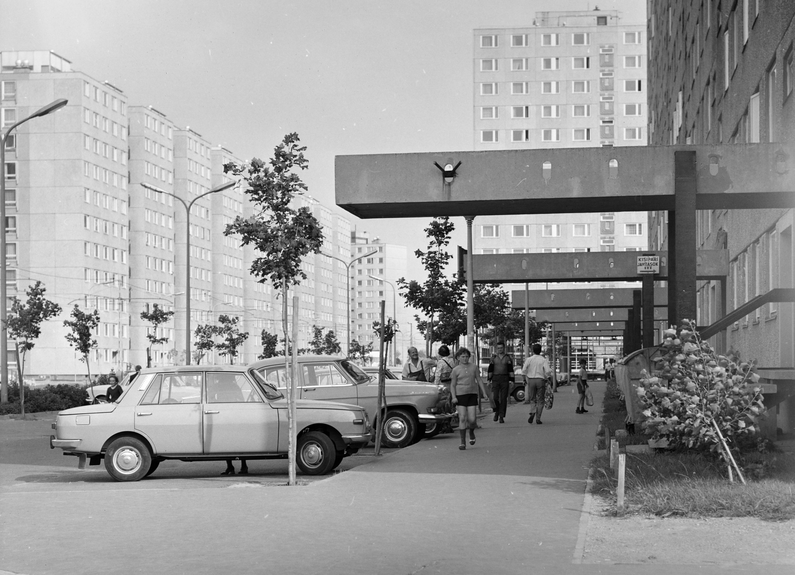 Hungary, Újpalota, Budapest XV., Zsókavár utca, a felvétel a 17-es számú lépcsőháznál készült., 1975, FŐFOTÓ, Budapest, M21 Wolga, Fortepan #206724