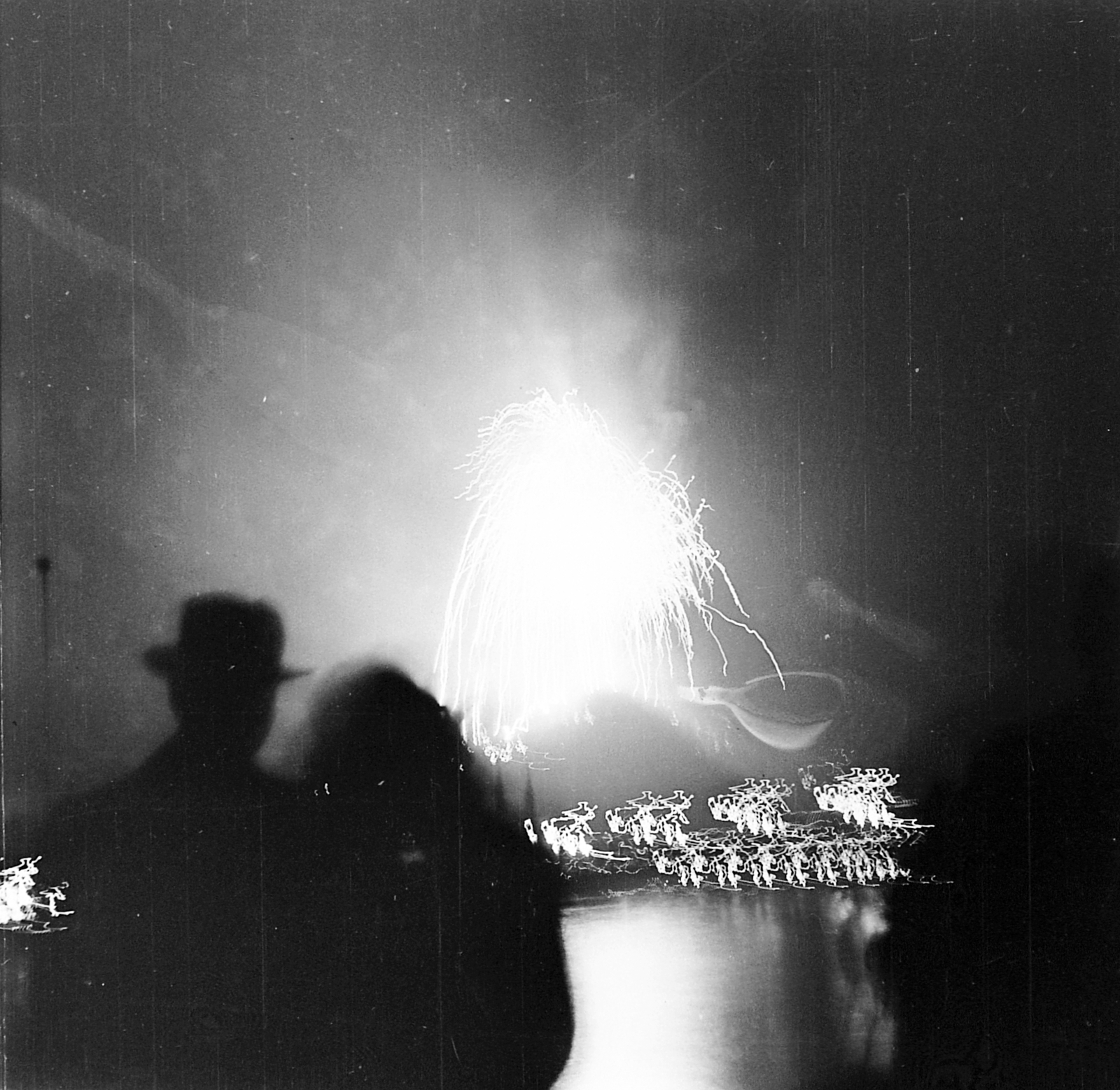 Hungary, Budapest, tűzijáték., 1958, Fortepan, festive, night, Fortepan #2070
