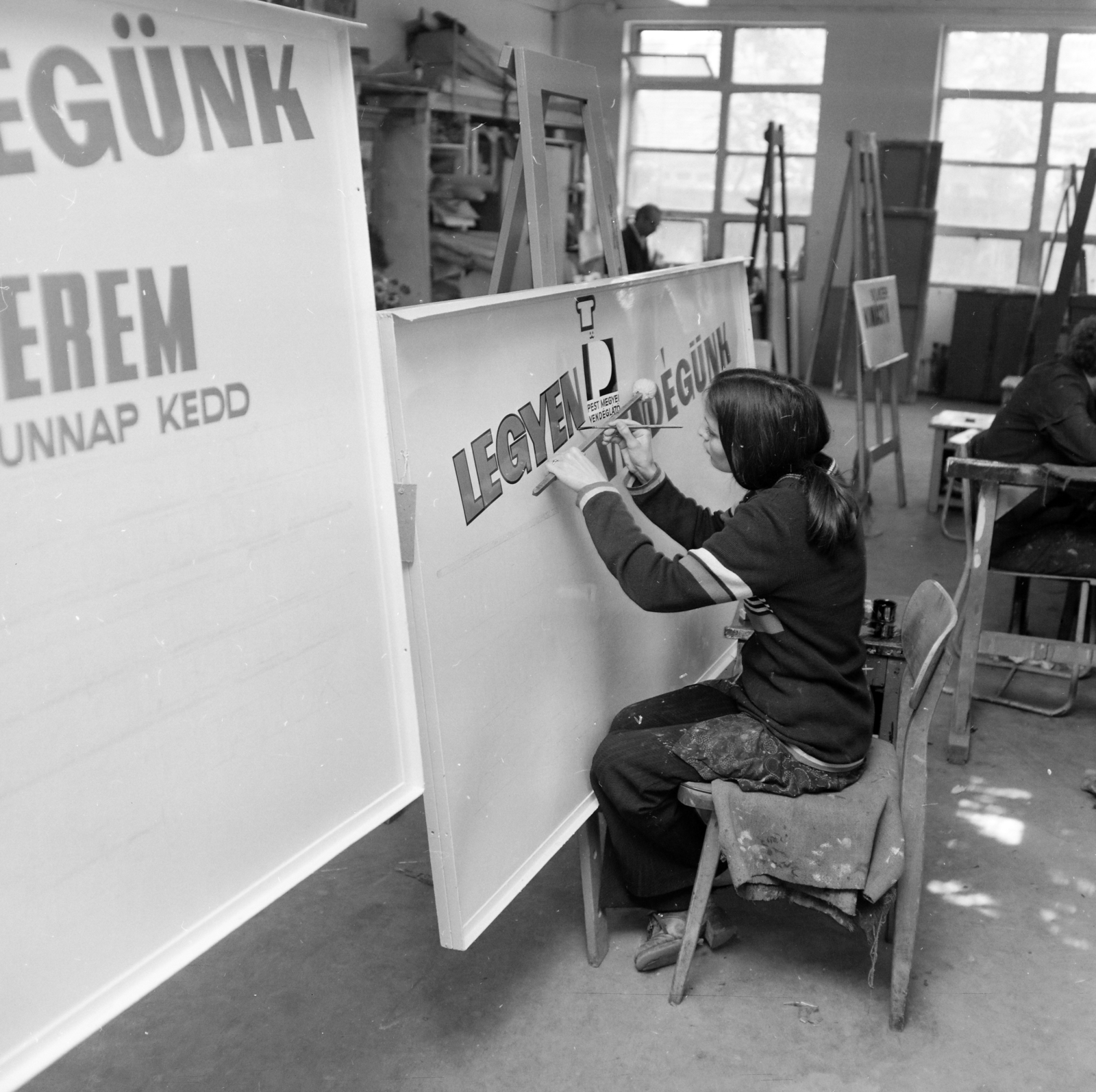1976, FŐFOTÓ, címfestő, kihalt mesterség, Fortepan #207020