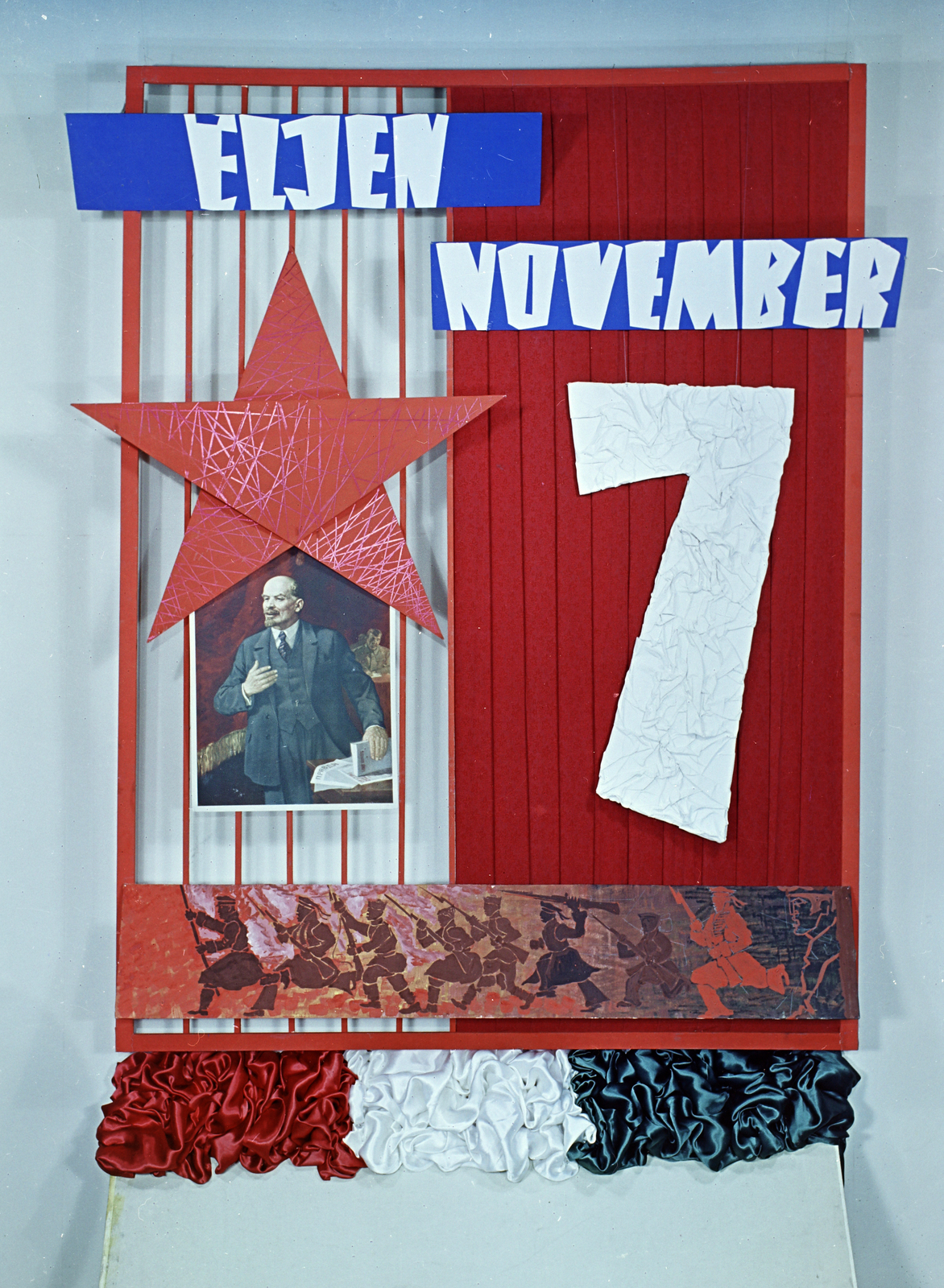 1967, FŐFOTÓ, colorful, political decoration, Fortepan #207602