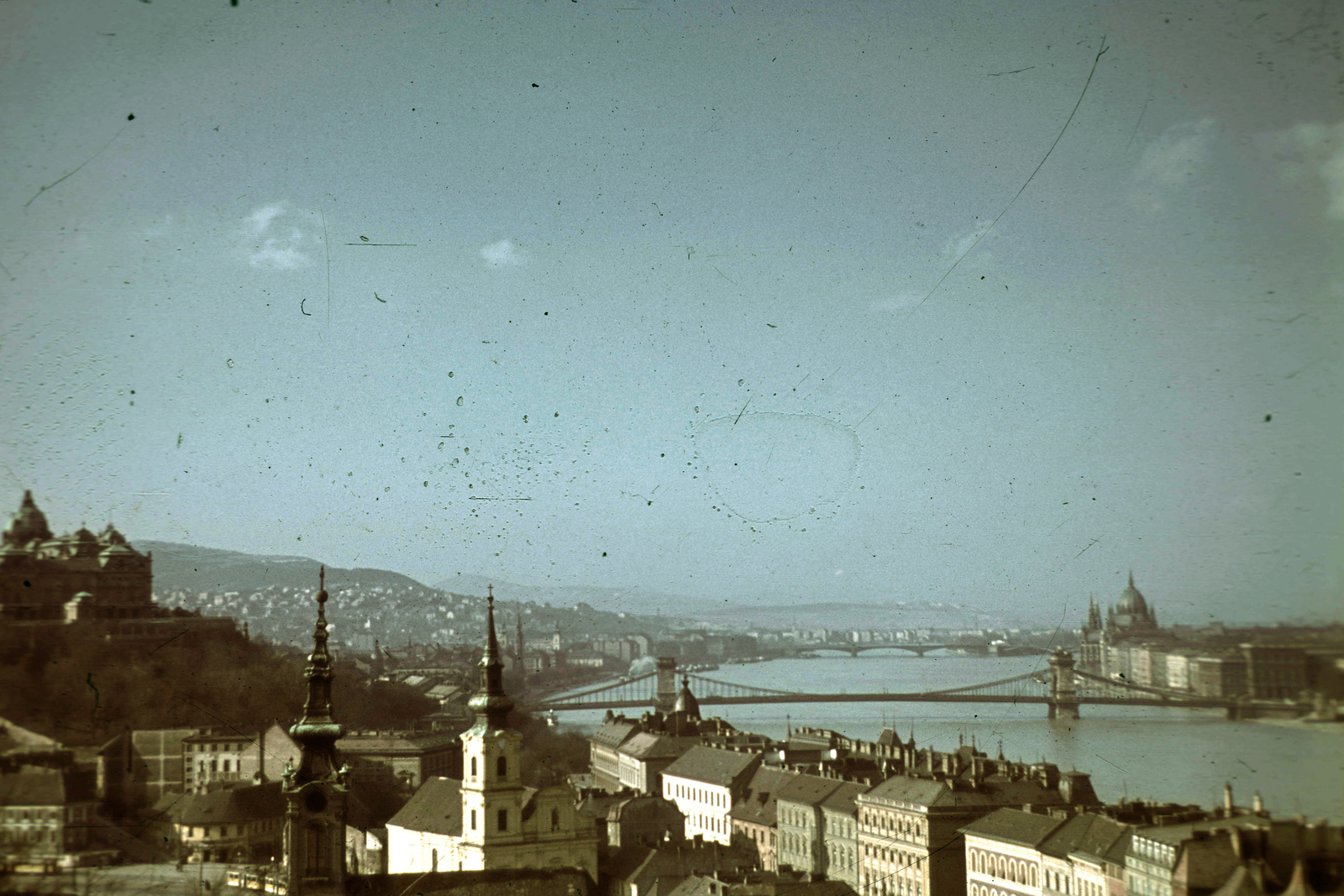Hungary, Budapest, látkép a Gellérthegyről., 1940, Fortepan, church, colorful, bridge, picture, Fortepan #20765