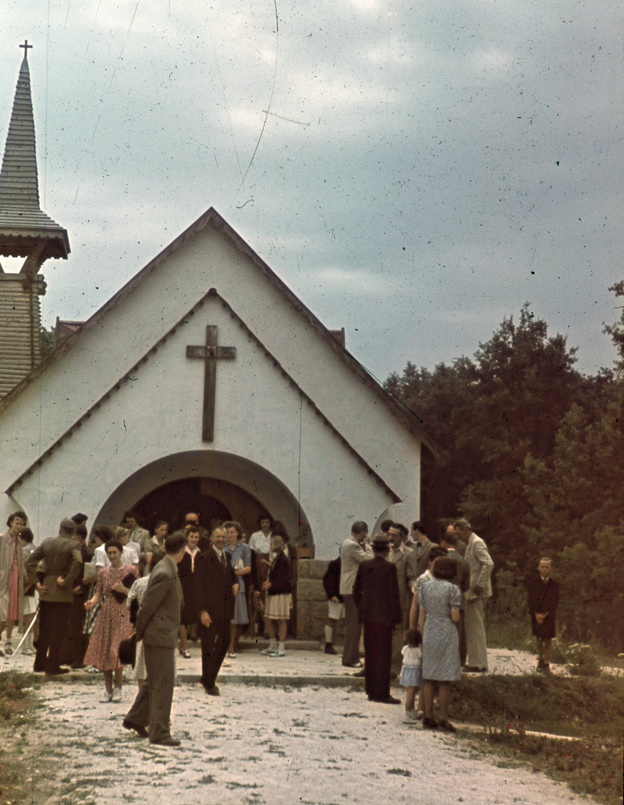 Hungary, Budapest II., Adyliget (Nagykovácsi, Tisza István-liget) Szent István király kápolna., 1940, Fortepan, church, colorful, genre painting, Budapest, Fortepan #20770