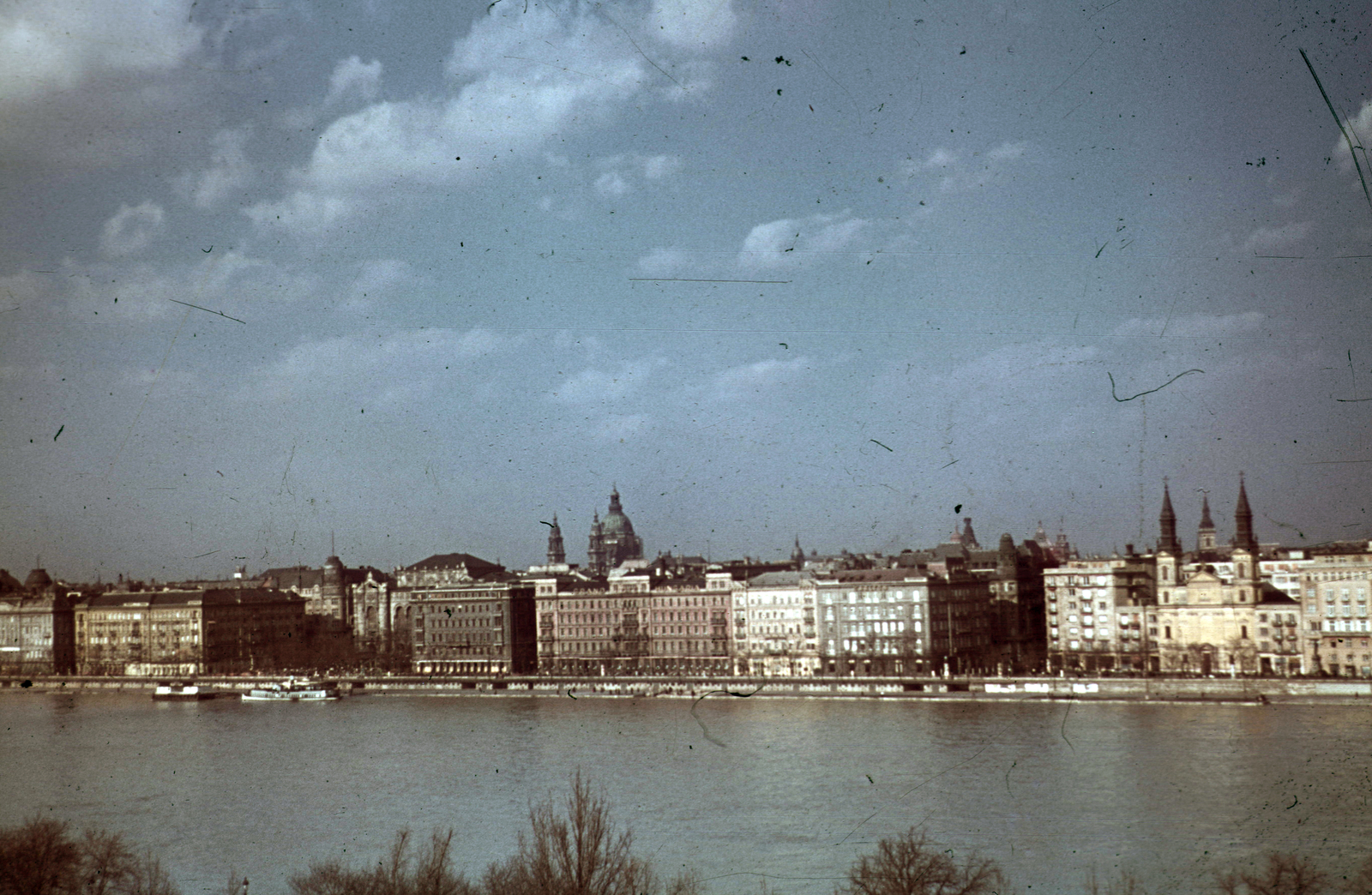 Hungary, Budapest, látkép a Duna-parti szállodasorral., 1940, Fortepan, church, colorful, picture, Fortepan #20796
