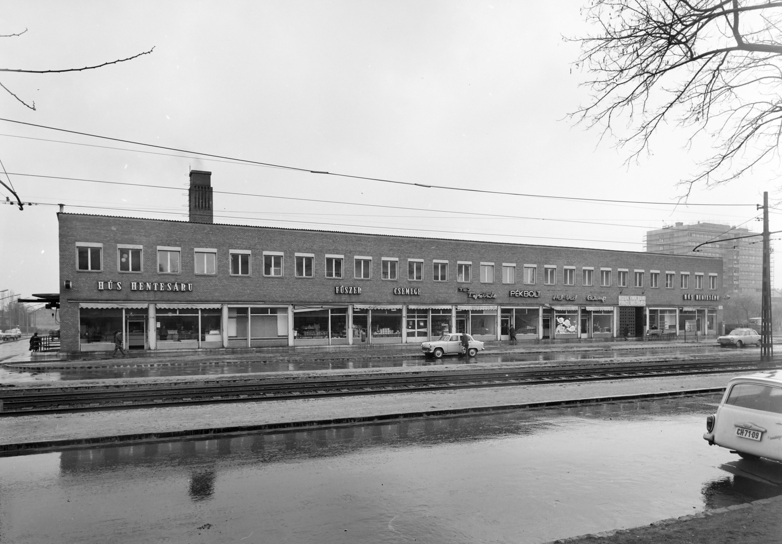 Magyarország, Budapest XIV., Csömöri út 9-11., Bosnyák téri Vásárcsarnok., 1969, FŐFOTÓ, Wartburg 311/312, Budapest, Fortepan #208381