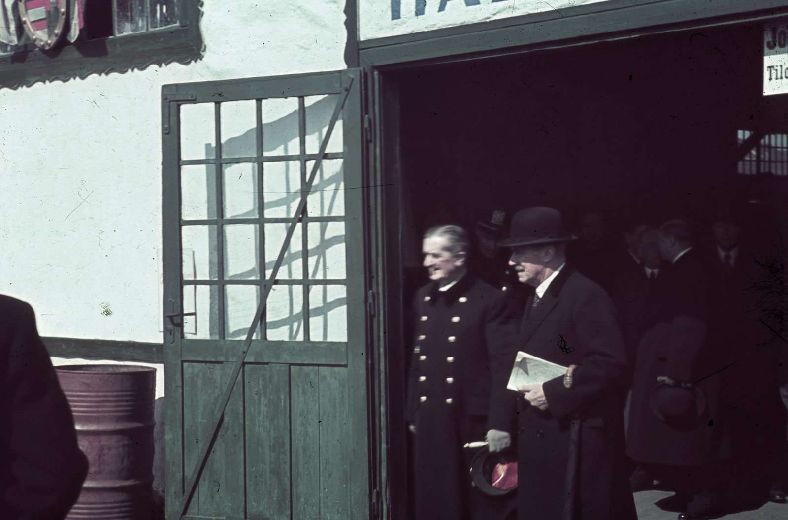 Hungary, Budapest X., Albertirsai út, Mezőgazdasági kiállítás, Horthy Miklós kormányzó., 1942, Fortepan, celebrity, colorful, bowler hat, Budapest, double-breasted coat, Fortepan #20853