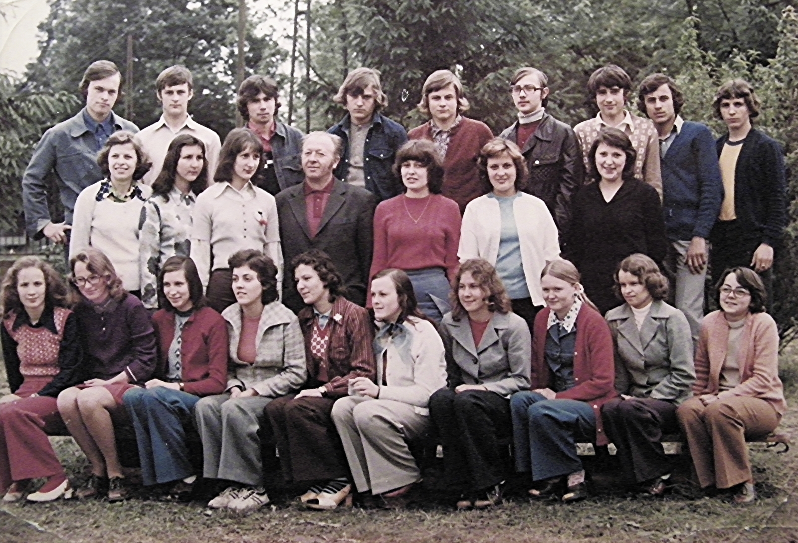 1976, Miklós Tibor, colorful, class photo, tableau, teacher, Fortepan #20879