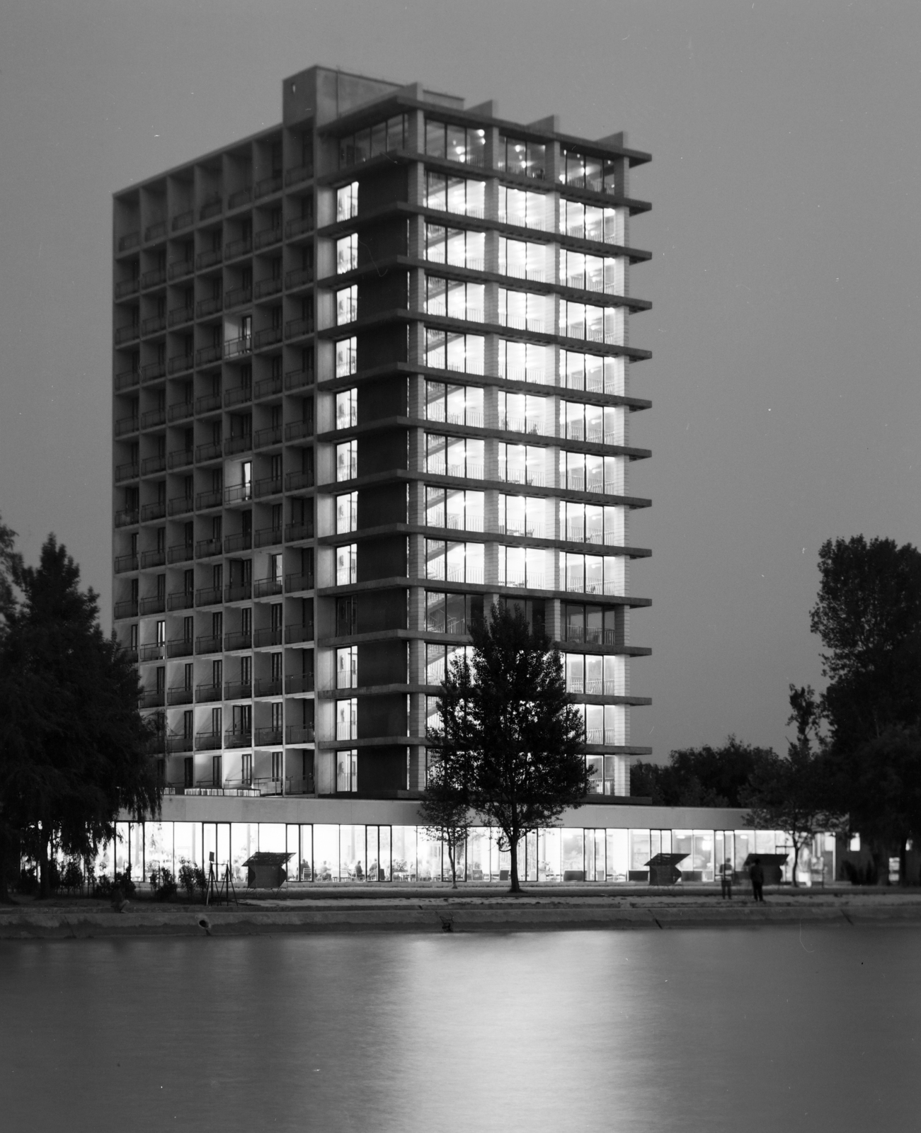 Hungary,Lake Balaton, Siófok, Hotel Európa., 1967, FŐFOTÓ, night, Fortepan #209091