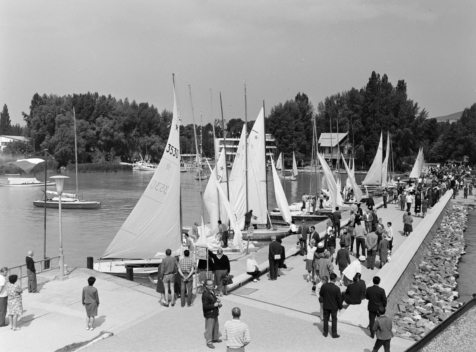 Hungary, Balatonfüred, kikötő., 1967, FŐFOTÓ, sailboat, Fortepan #209129