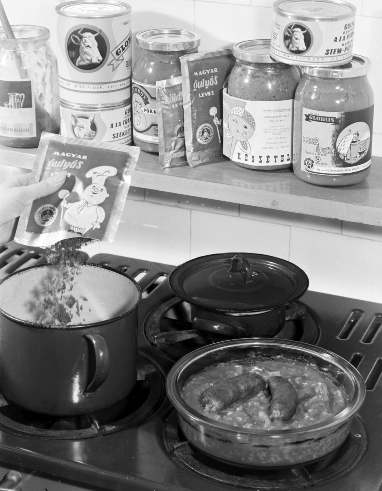 1962, FŐFOTÓ, kitchen, food, tin can, kitchenware, Fortepan #209248