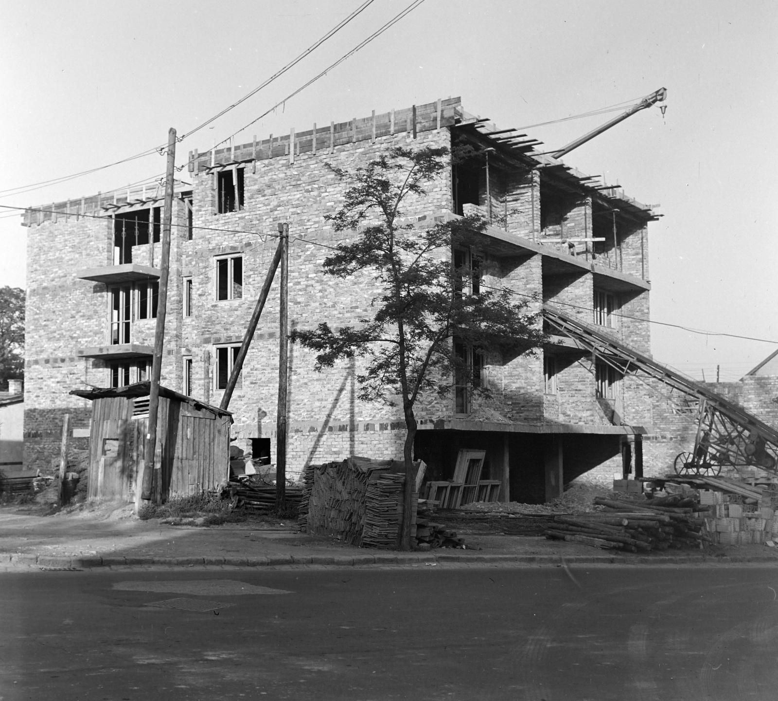 Hungary, Budapest II., a Törökvész út 1/b. számú ház építése., 1963, FŐFOTÓ, Budapest, Fortepan #209302