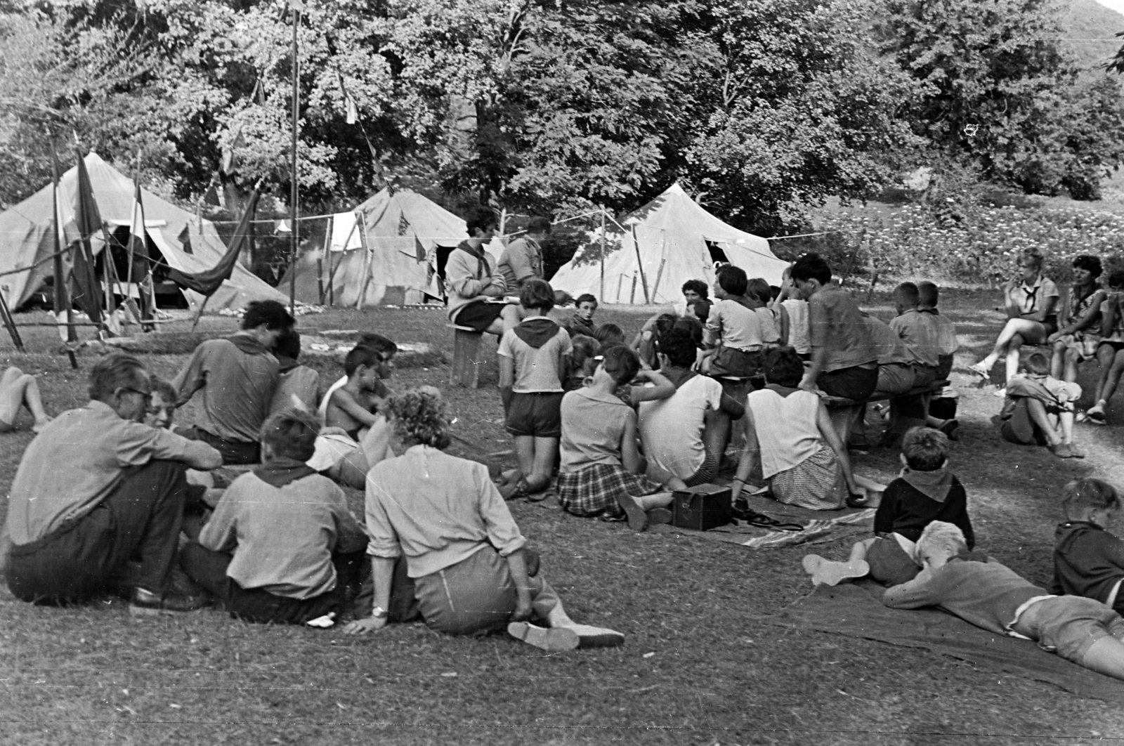 1964, Belházy Miklós, Young Pioneer camp, camping site, Fortepan #209958