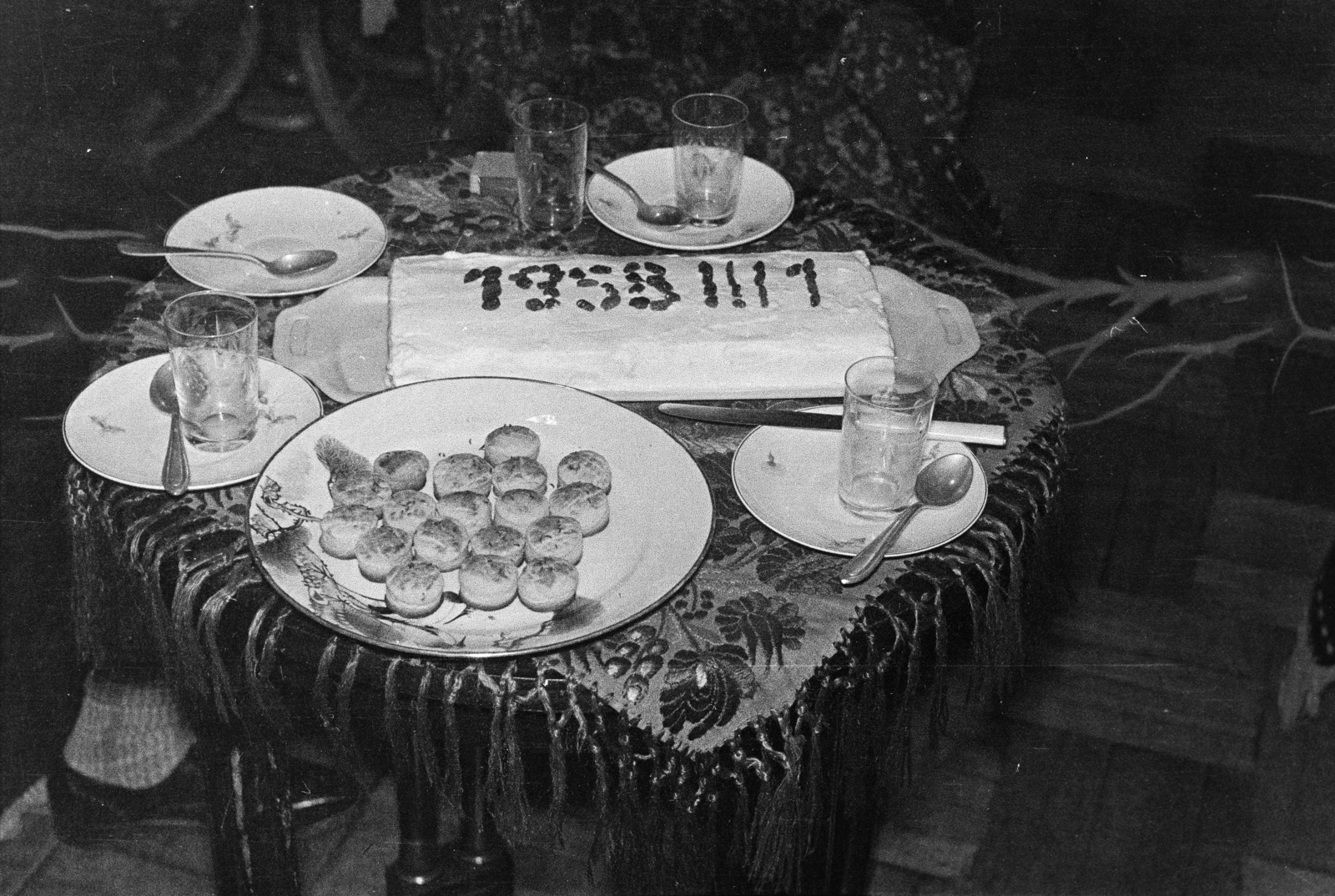 1958, Belházy Miklós, cake, still life, Fortepan #210040