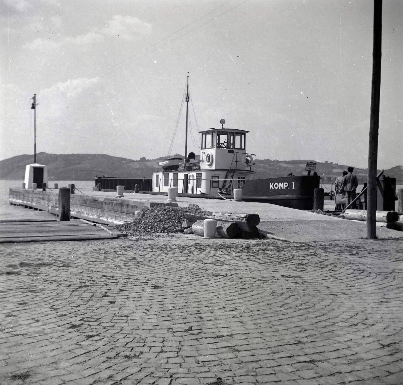 Hungary,Lake Balaton, Szántód, rév., 1939, Belházy Miklós, Komp I. ship, Lake Balaton, Fortepan #210182