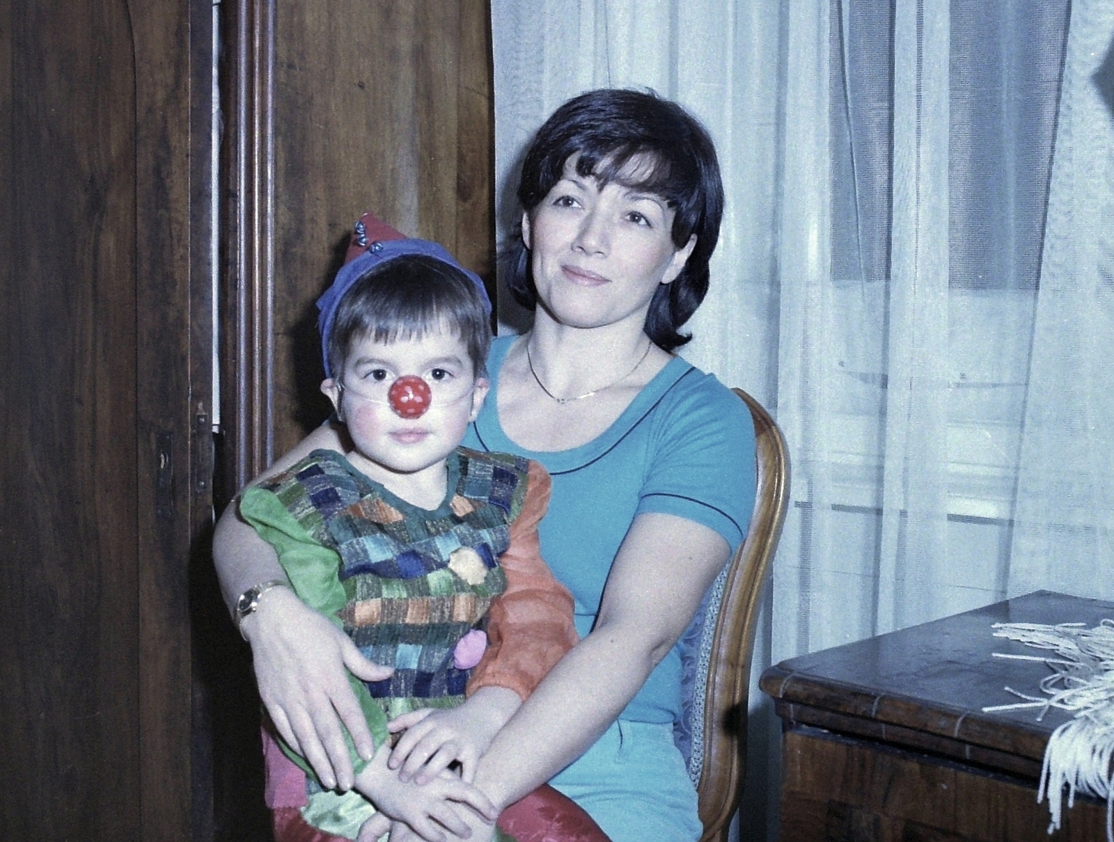 1980, Fortepan, kid, colorful, costume, mother, clown, Fortepan #21045