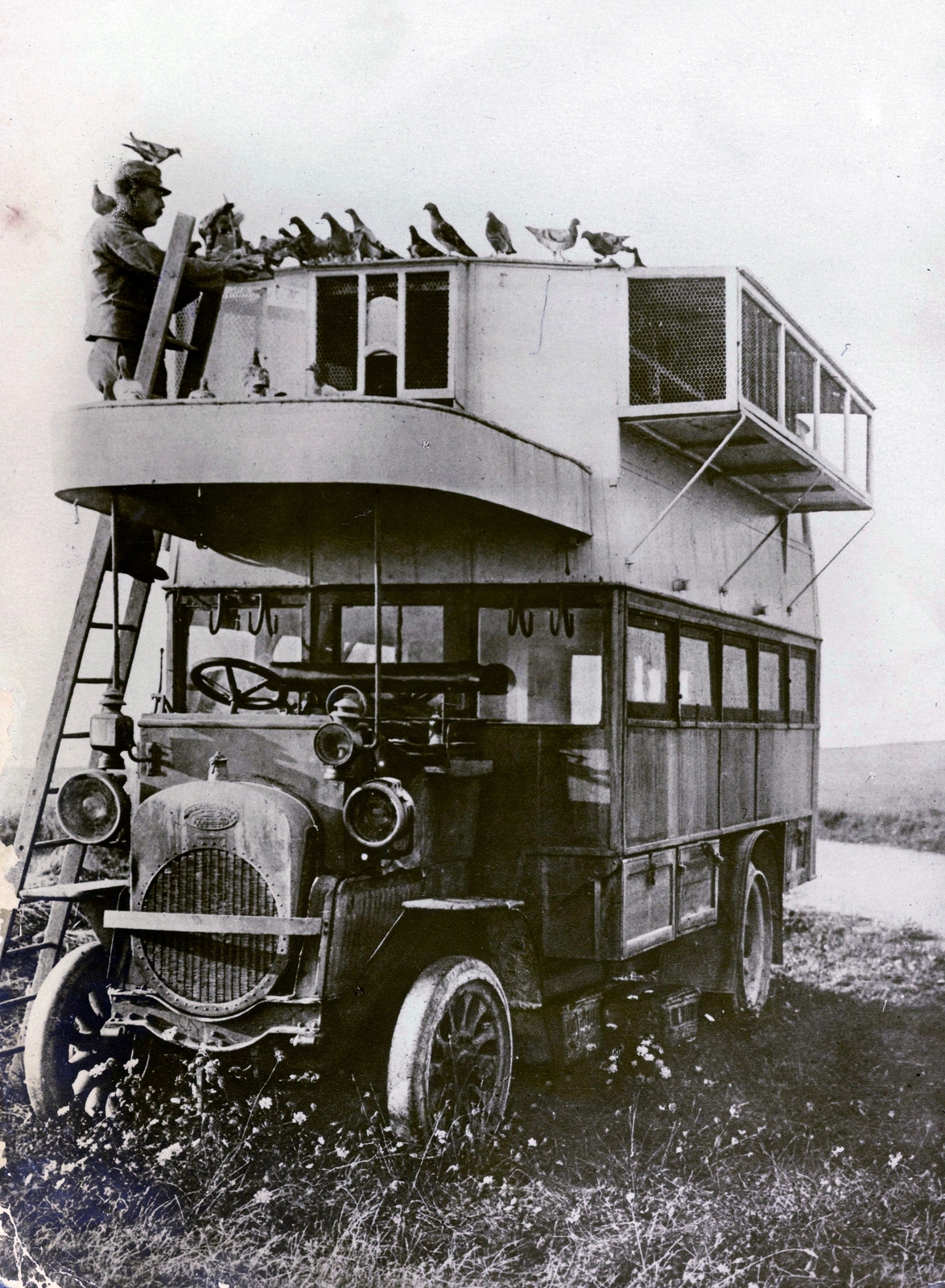 1920, Fortepan/Album052, double-decker, carrier pigeon, Fortepan #210548