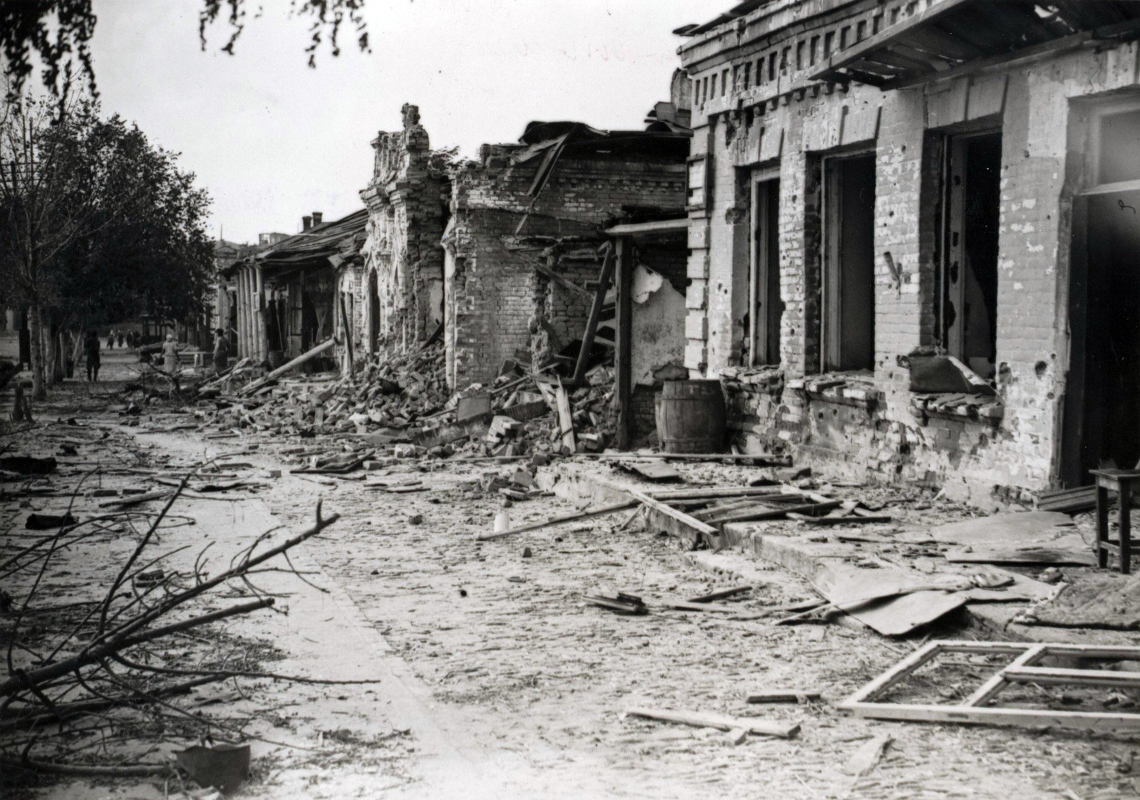 Ukrajna, a visszavonuló szovjet csapatok a felégetett föld taktikáját alkalmazták, egy elpusztított falu a keleti fronton., 1941, Fortepan/Album052, háborús kár, Fortepan #210561