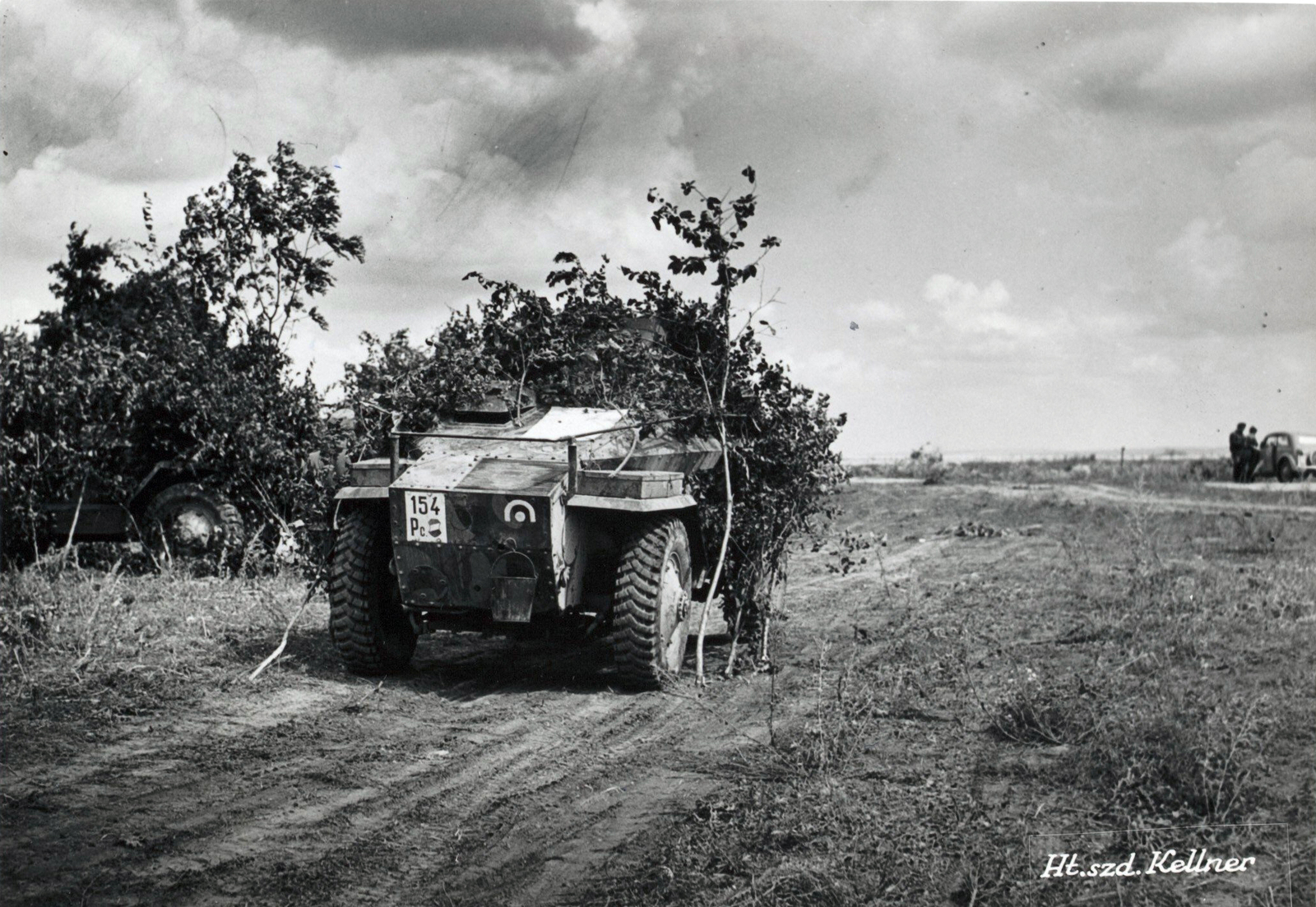 Ukraine, a Magyar Királyi Honvédség élcázott Weis Manfréd gyártmányú 39M típusú páncélautója a keleti fronton., 1941, Fortepan/Album052, armoured car, 39M Csaba, Weiss Manfréd-brand, number plate, camouflage, Fortepan #210565