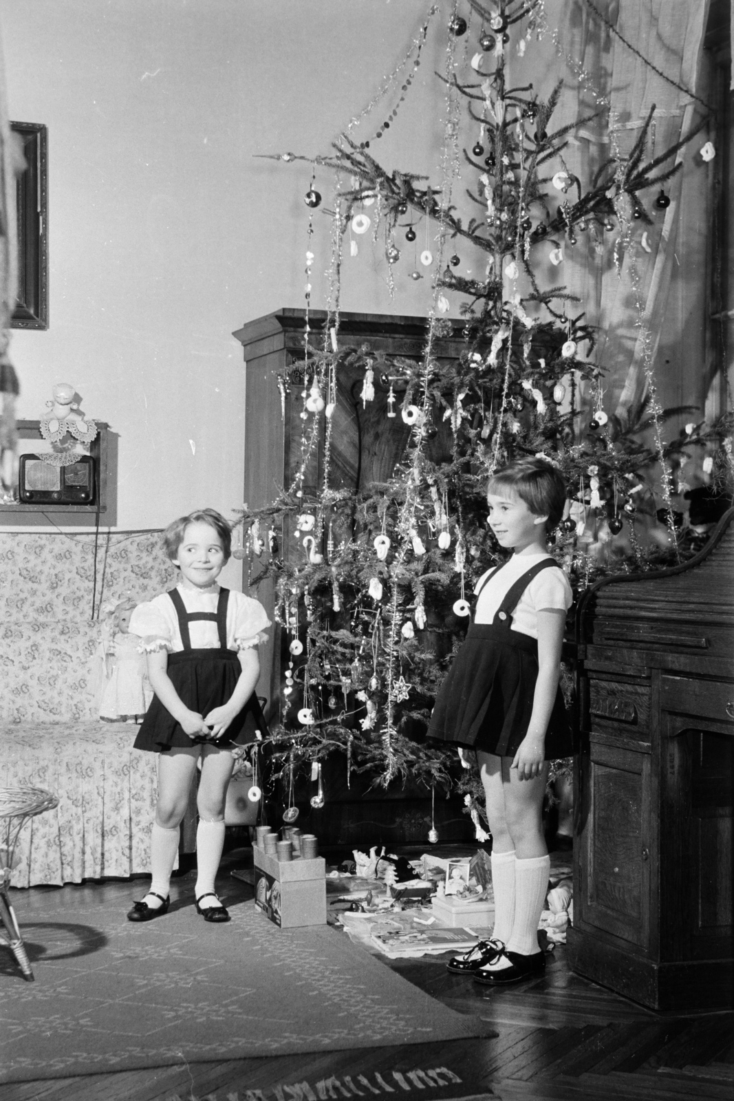 1954, Hontvári Judit, Christmas, christmas tree, Fortepan #210623