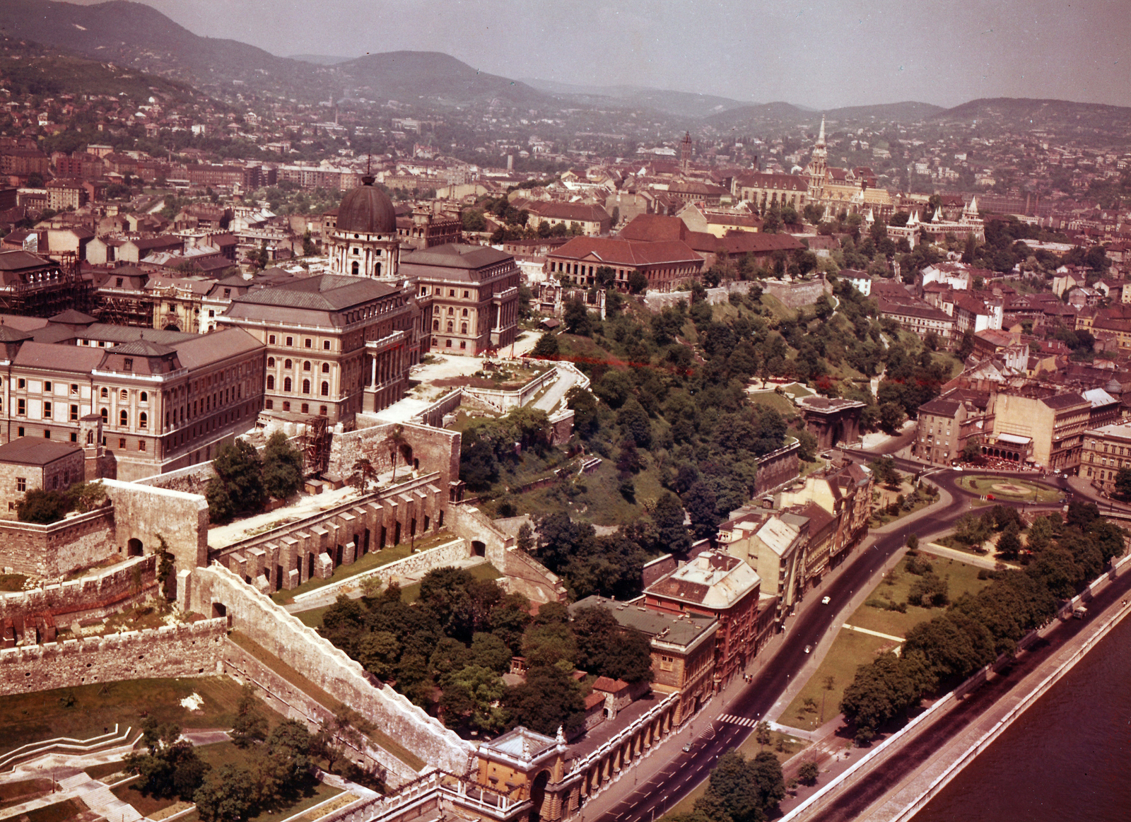 Hungary, Budapest I., légifotó, középen a budai Vár., 1966, Kecskés András, Budapest, colorful, Fortepan #210800