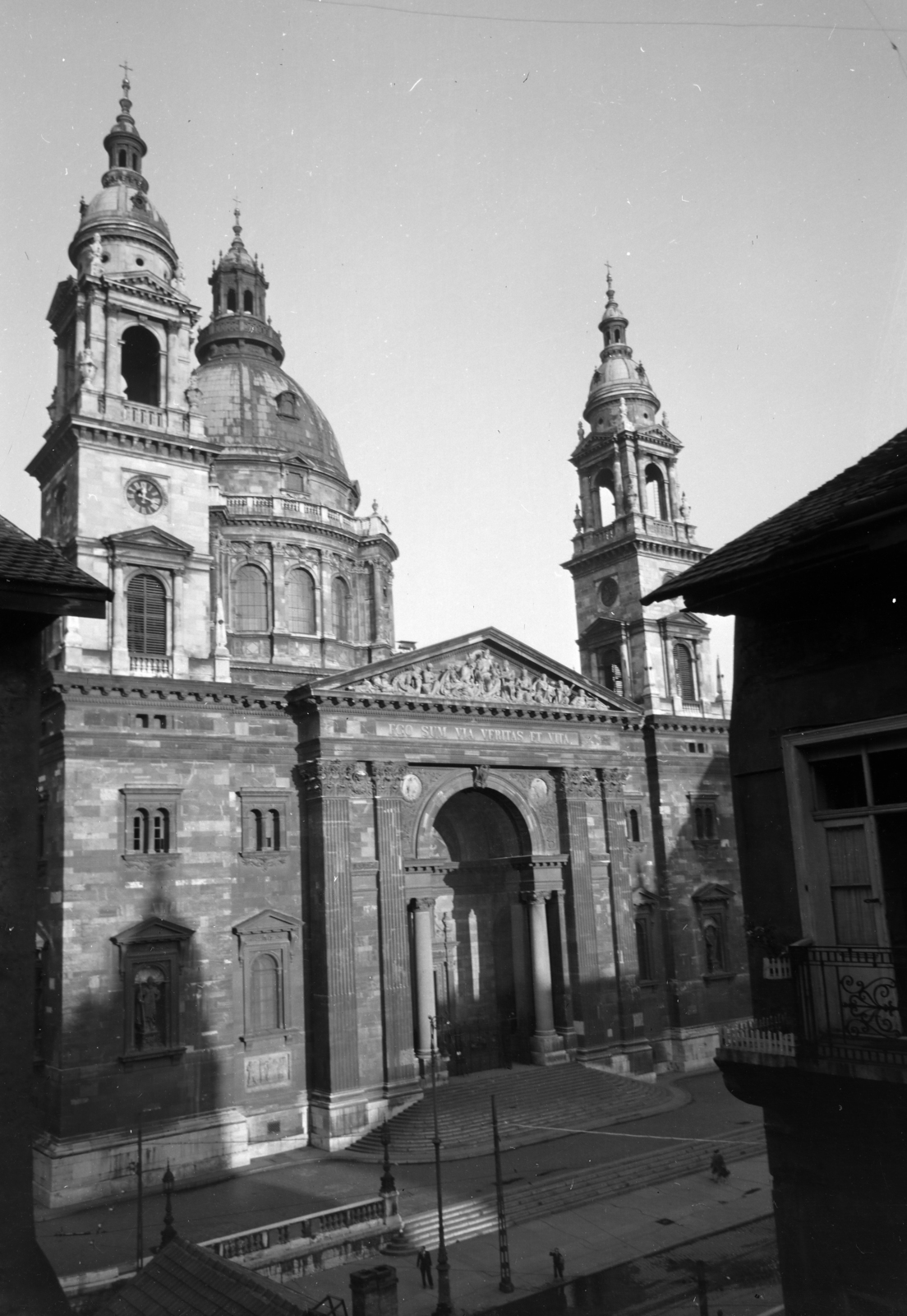 Magyarország, Budapest V., Szent István tér, szemben a Szent István-bazilika (Ybl Miklós, 1906.)., 1955, Kotnyek Antal, Bazilika, Budapest, Fortepan #210908