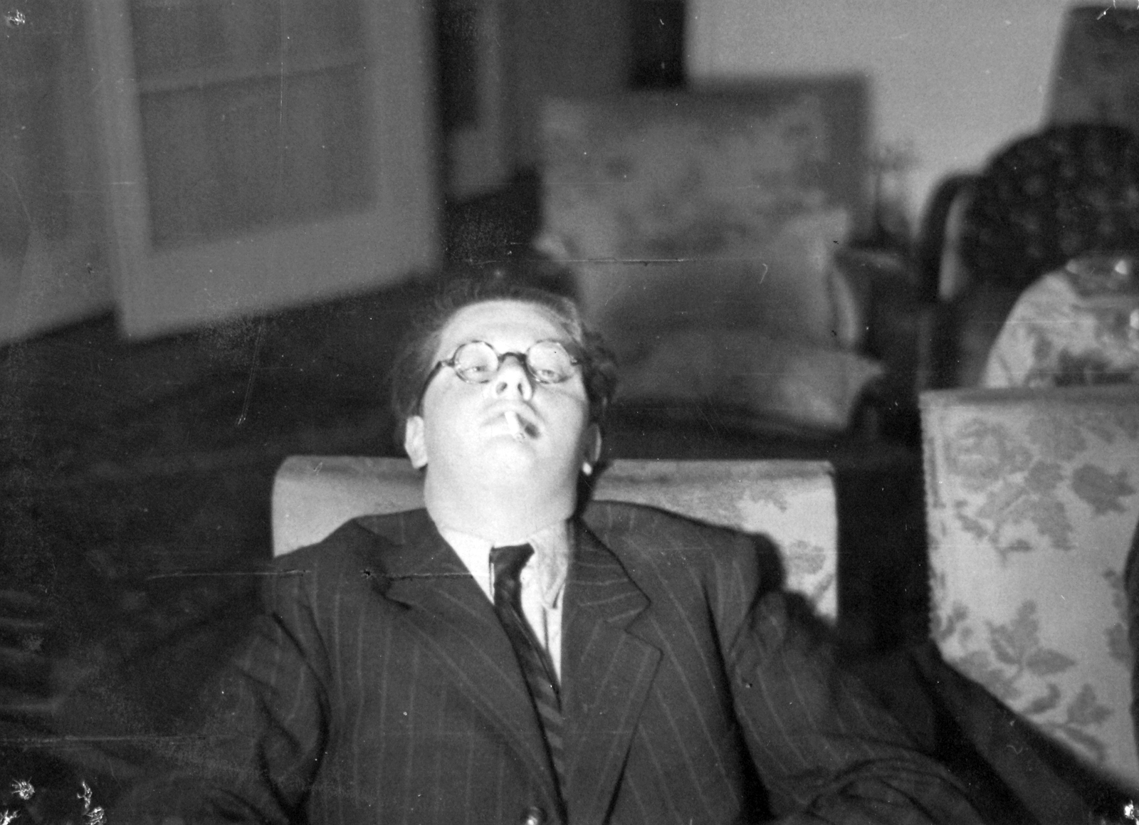 1939, Del Medico Imre, portrait, cigarette, glasses, furniture, interior, man, Fortepan #21101