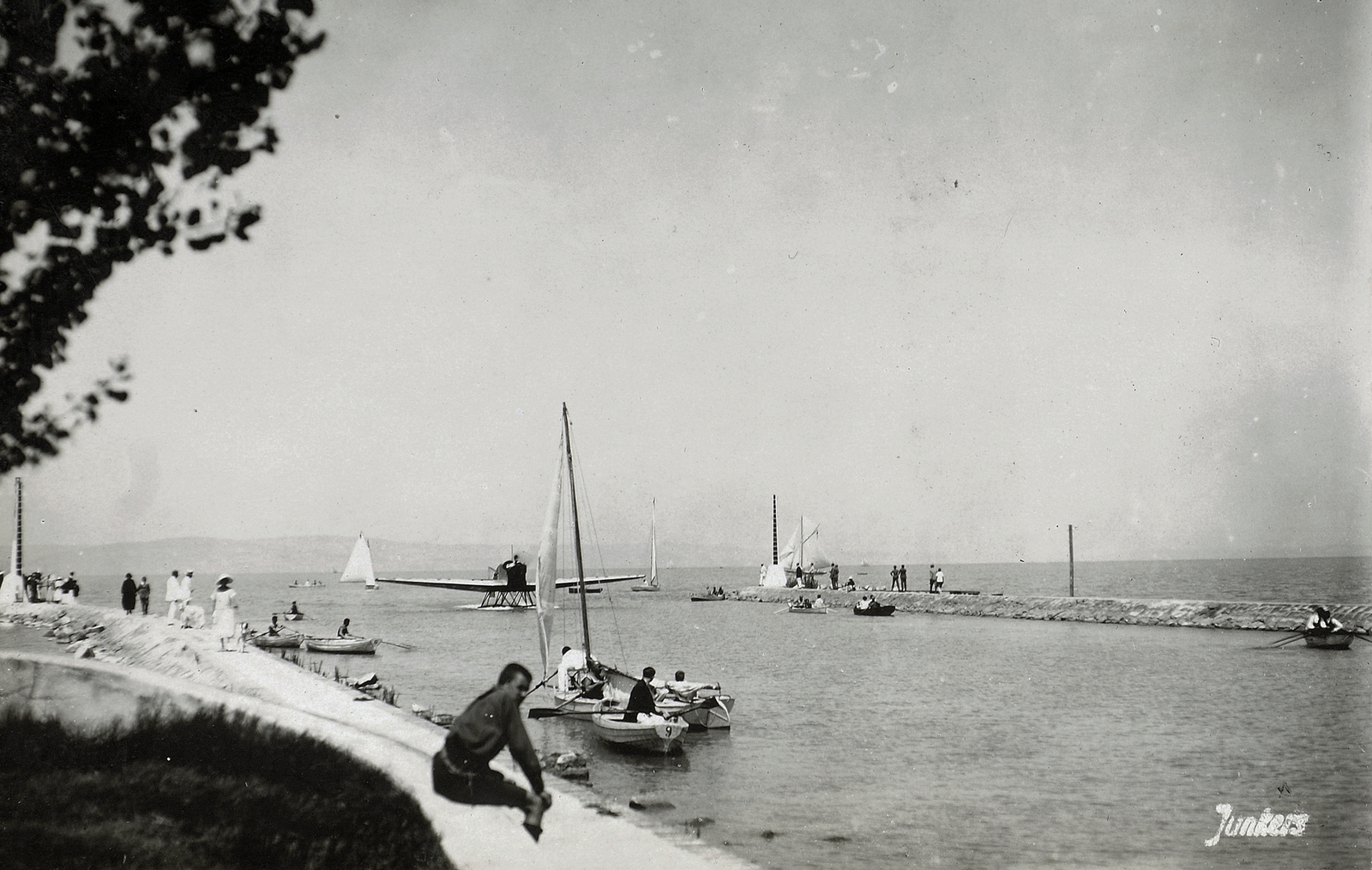 Magyarország,Balaton, Siófok, kikötő., 1923, ETH Zürich, hidroplán, Fortepan #211148
