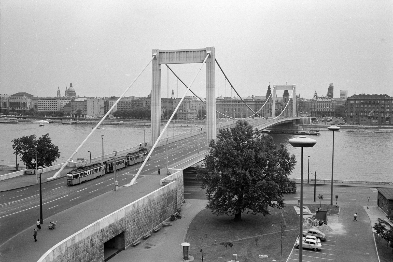 Hungary, Budapest I.,Budapest V., Erzsébet híd., 1966, ETH Zürich, Budapest, Fortepan #211240