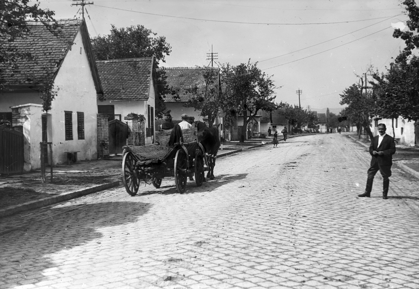 Hungary, Dunabogdány, Kossuth Lajos út (11-es főút)., 1938, ETH Zürich, chariot, Fortepan #211413