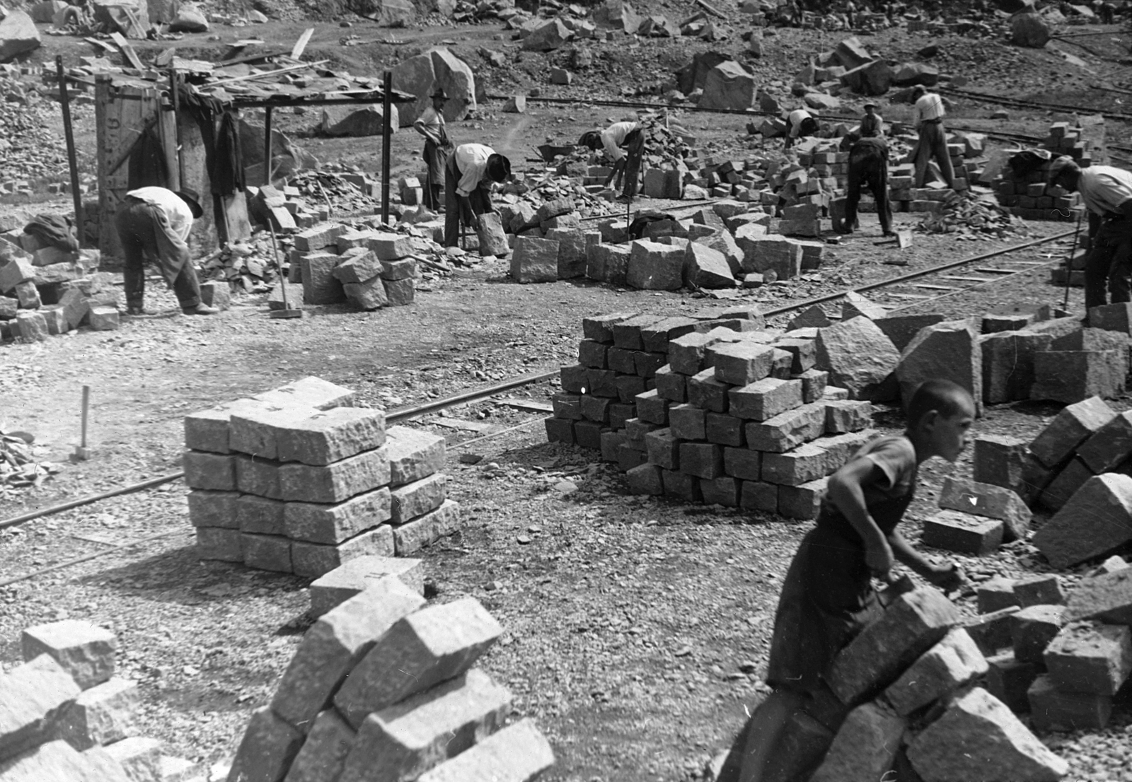 Hungary, Dunabogdány, Csódi-hegy, kőbánya., 1938, ETH Zürich, stone mine, Fortepan #211415