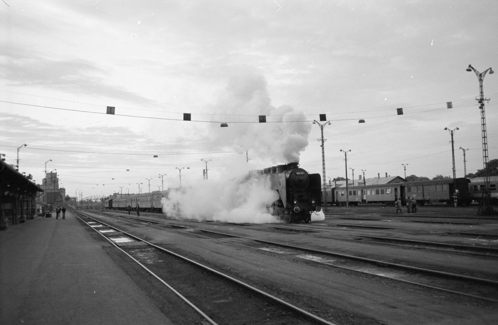 Hungary, Szombathely, vasútállomás., 1979, ETH Zürich, steam locomotive, MÁV Class 424, Fortepan #211453