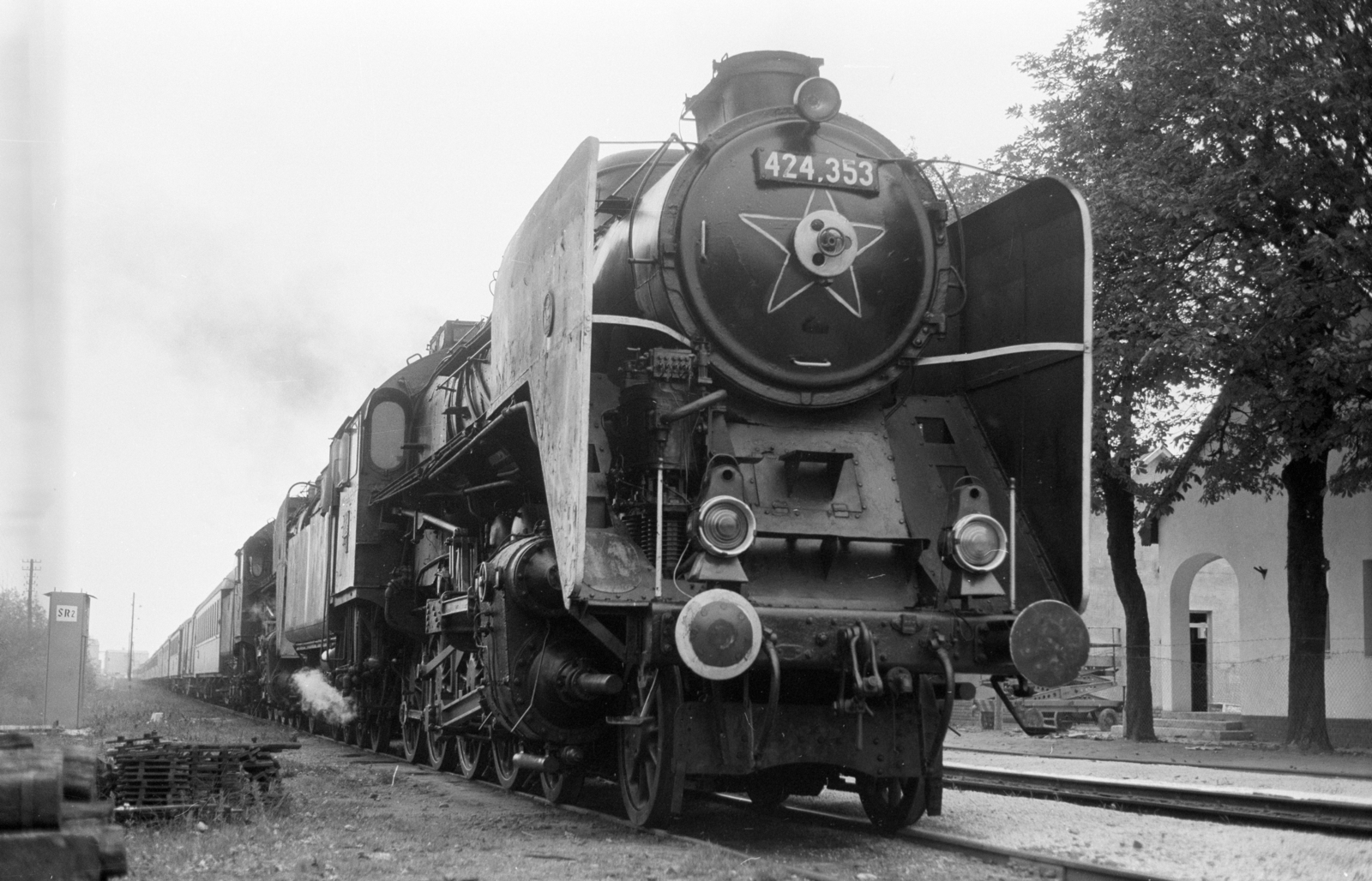 Hungary, Hortobágy, vasútállomás., 1983, ETH Zürich, steam locomotive, MÁV Class 424, Fortepan #211487