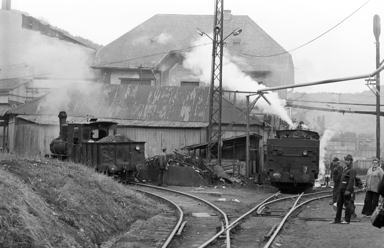 Hungary, Borsodnádasd, az Ózd - Borsodnádasd iparvasút mozdonyai a Lemezgyár felé nézve., 1983, ETH Zürich, steam locomotive, Fortepan #211520