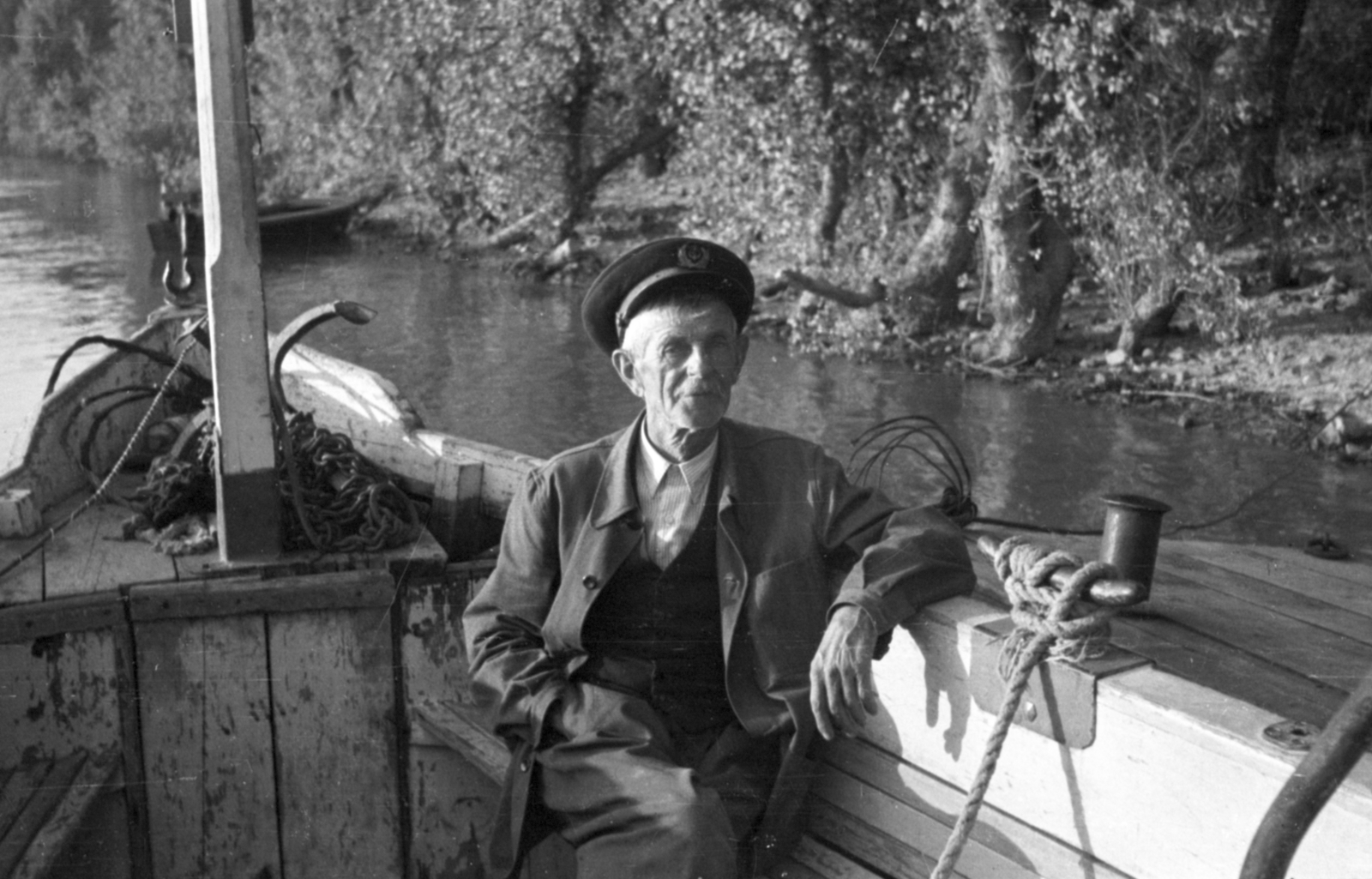 1960, Szalai Veronika, ship, peaked cap, old person, Fortepan #211603