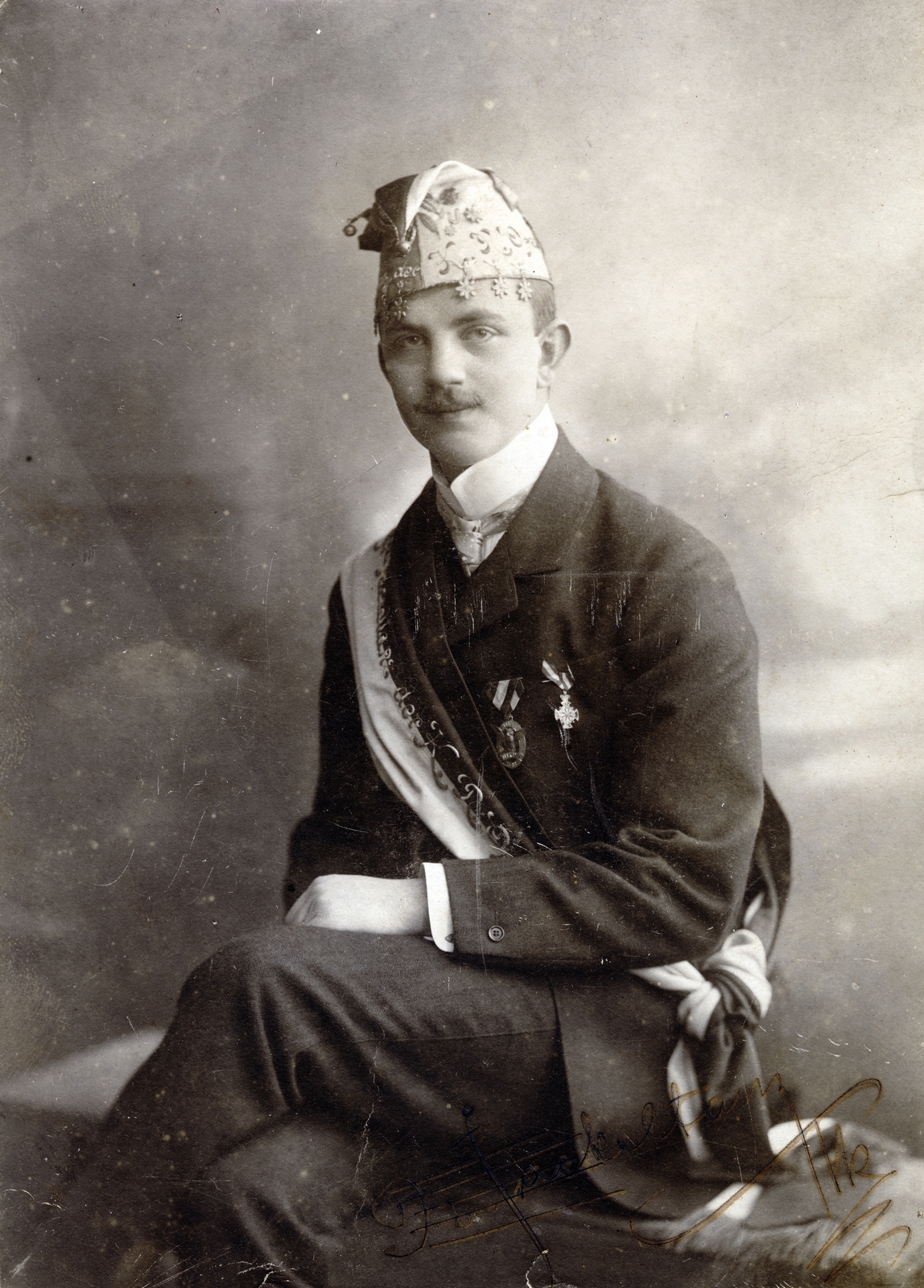 1906, Zajtai Károly Frigyes, Best of, sapka, kitüntetés, szalag, Fortepan #211971